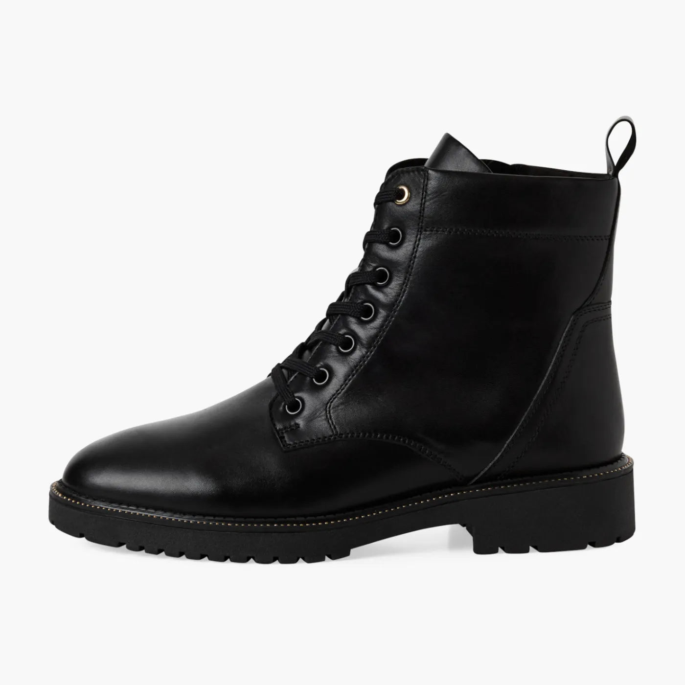 Marco Tozzi Black Leather Lace-Up Ankle Boot - Leavys Shoes
