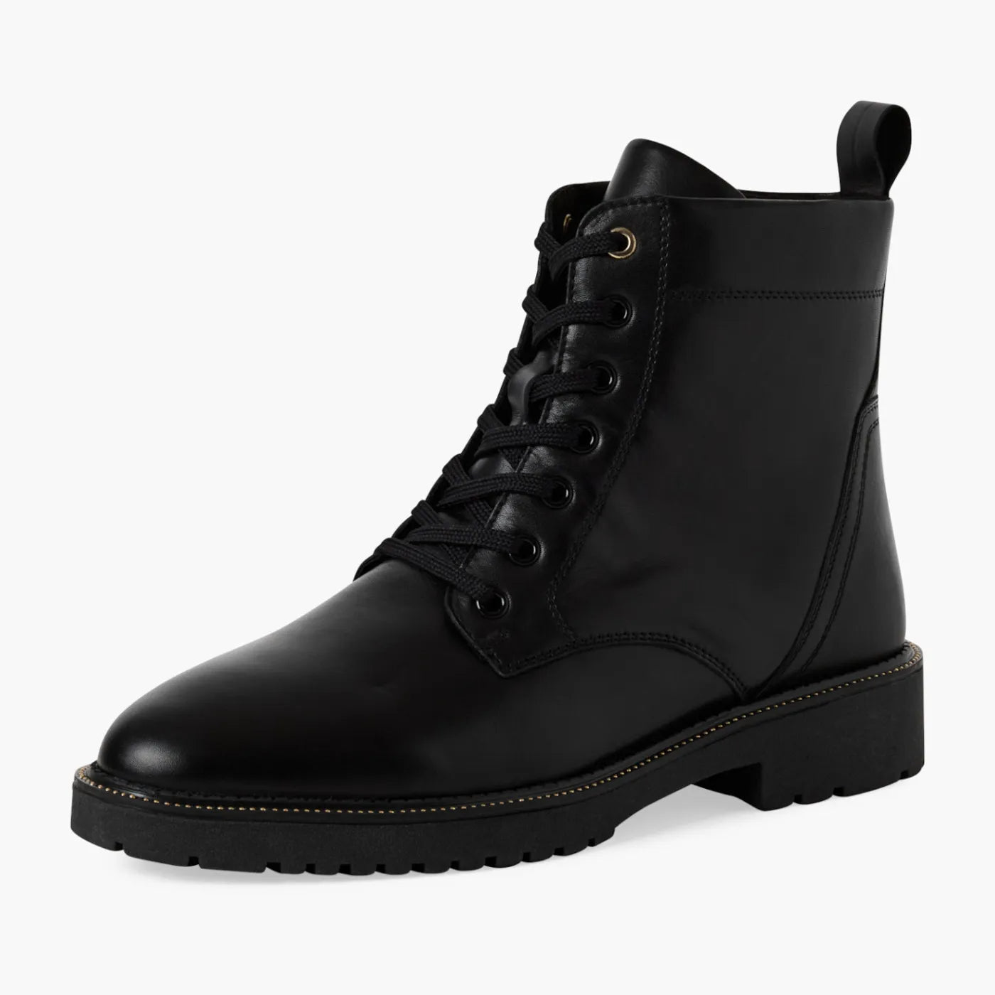 Marco Tozzi Black Leather Lace-Up Ankle Boot - Leavys Shoes