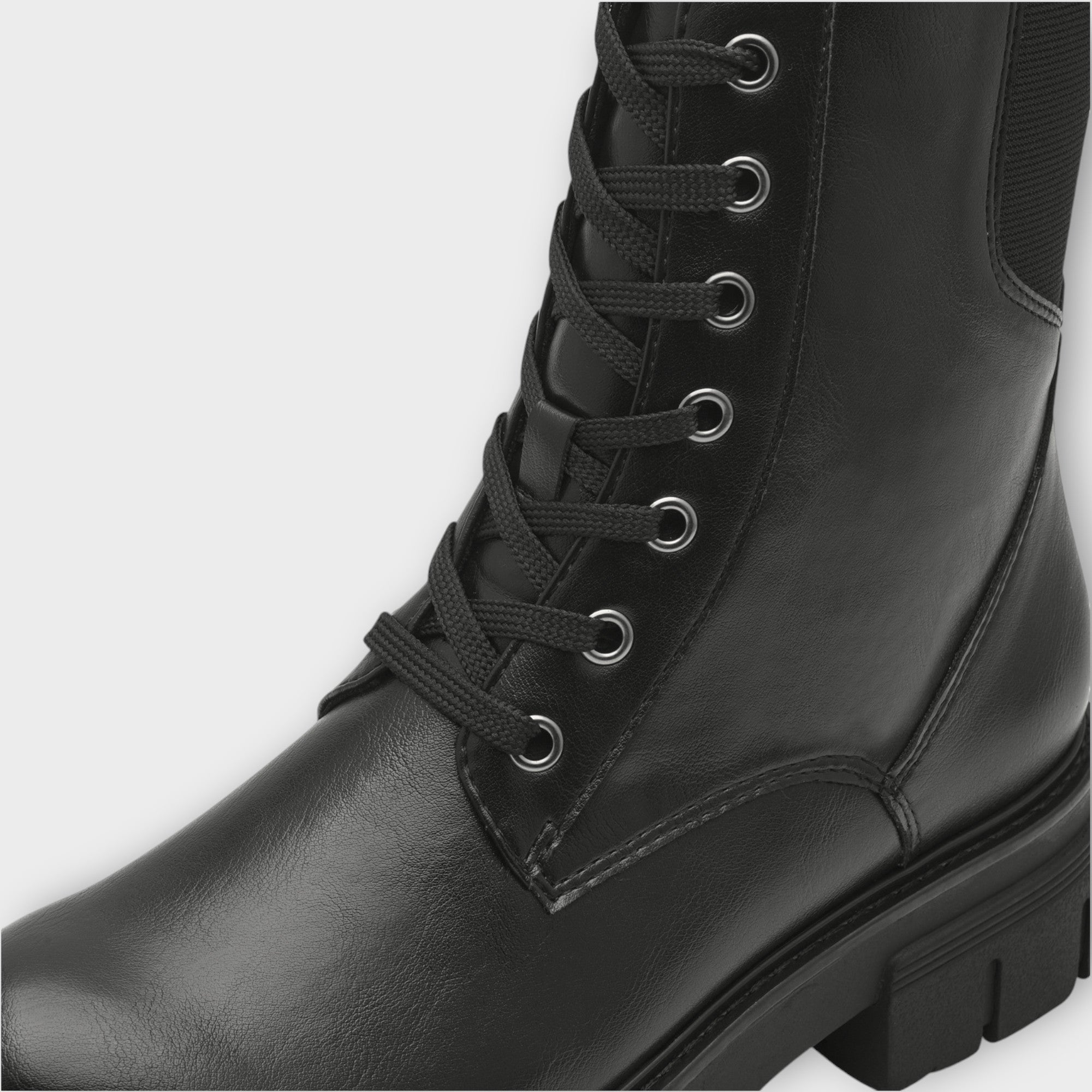 Marco Tozzi Black Lace-Up Boots with Chunky Sole and Side Zip