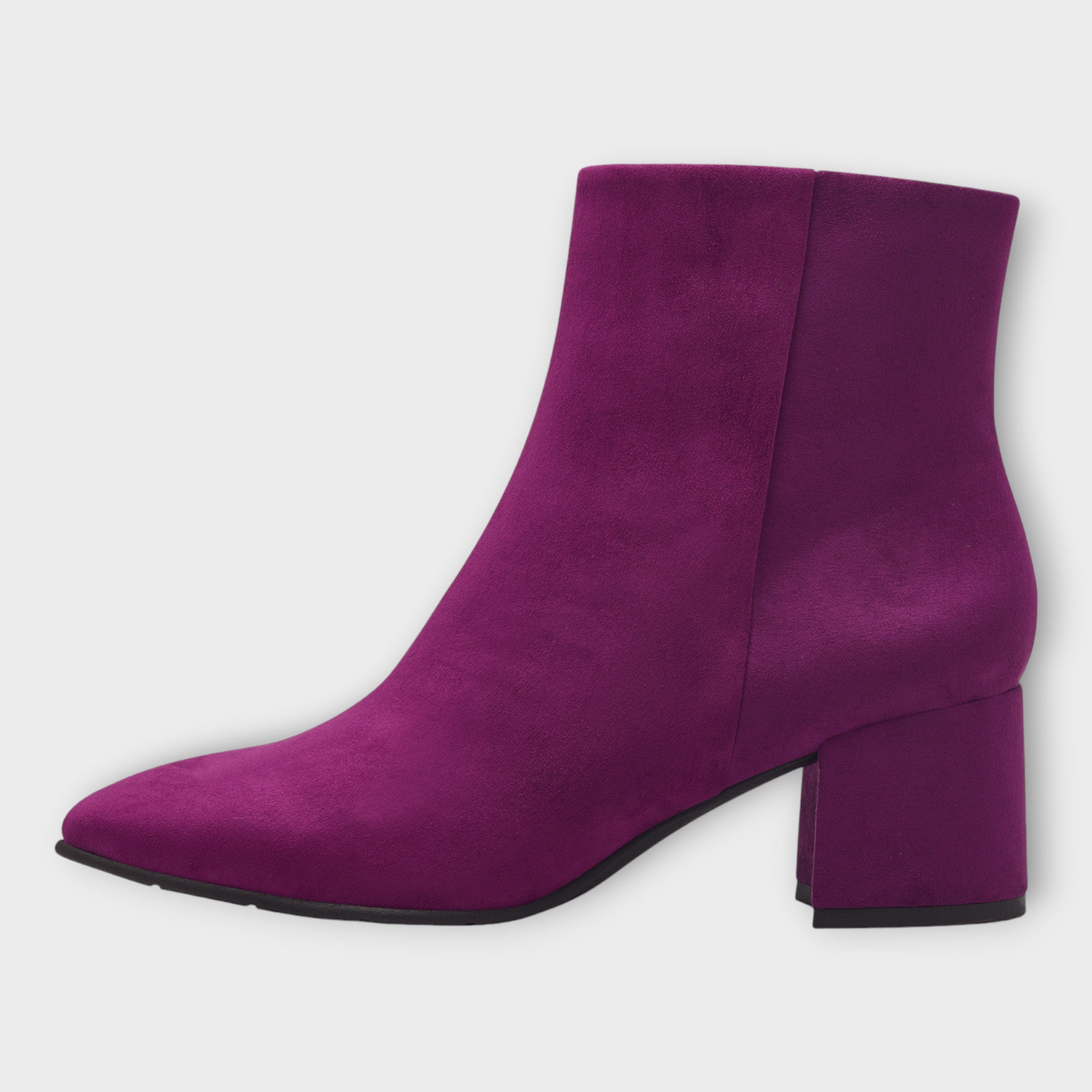 Marco Tozzi Purple Faux Suede Ankle Boots with Gold Side Zip