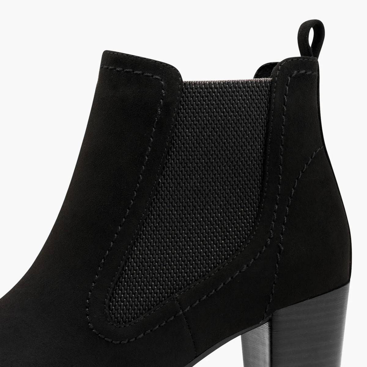 Marco Tozzi Black Heeled Chelsea Boot with Block Heel - Leavys Shoes