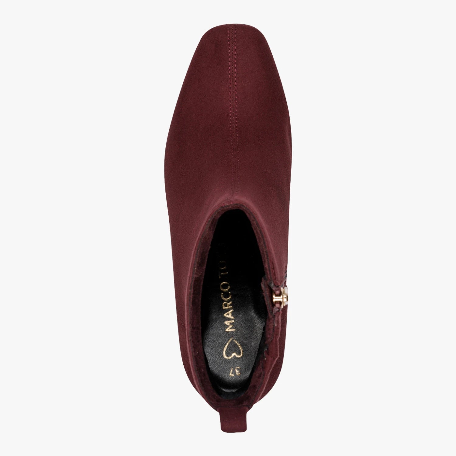 Marco Tozzi Burgundy Suede-Effect Block Heel Ankle Boots