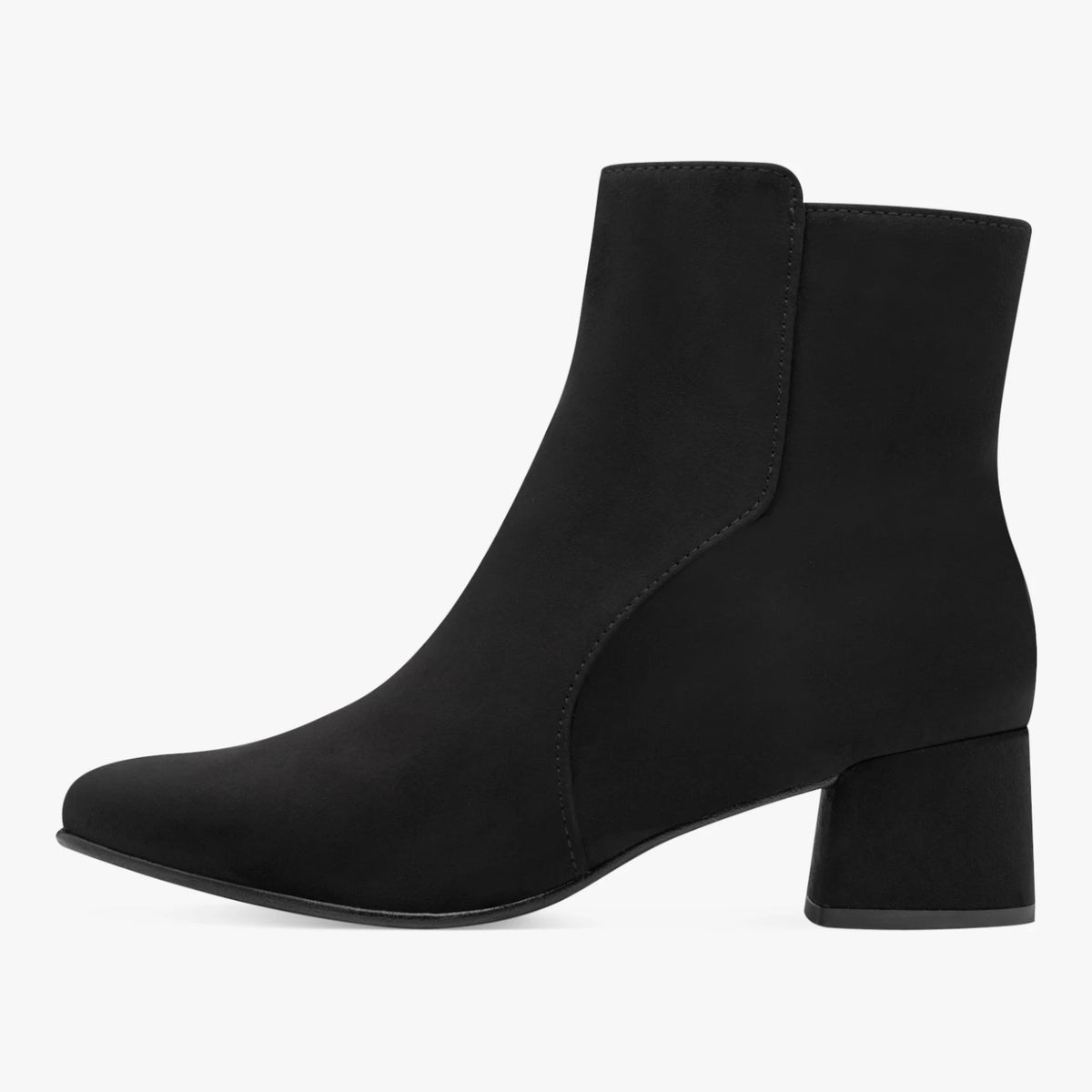 Marco Tozzi Black Suede-Effect Block Heel Ankle Boots