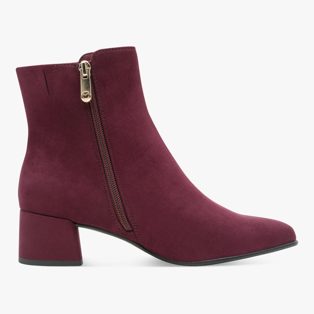 Marco Tozzi Mulberry Burgundy Suede-Effect Ankle Boots