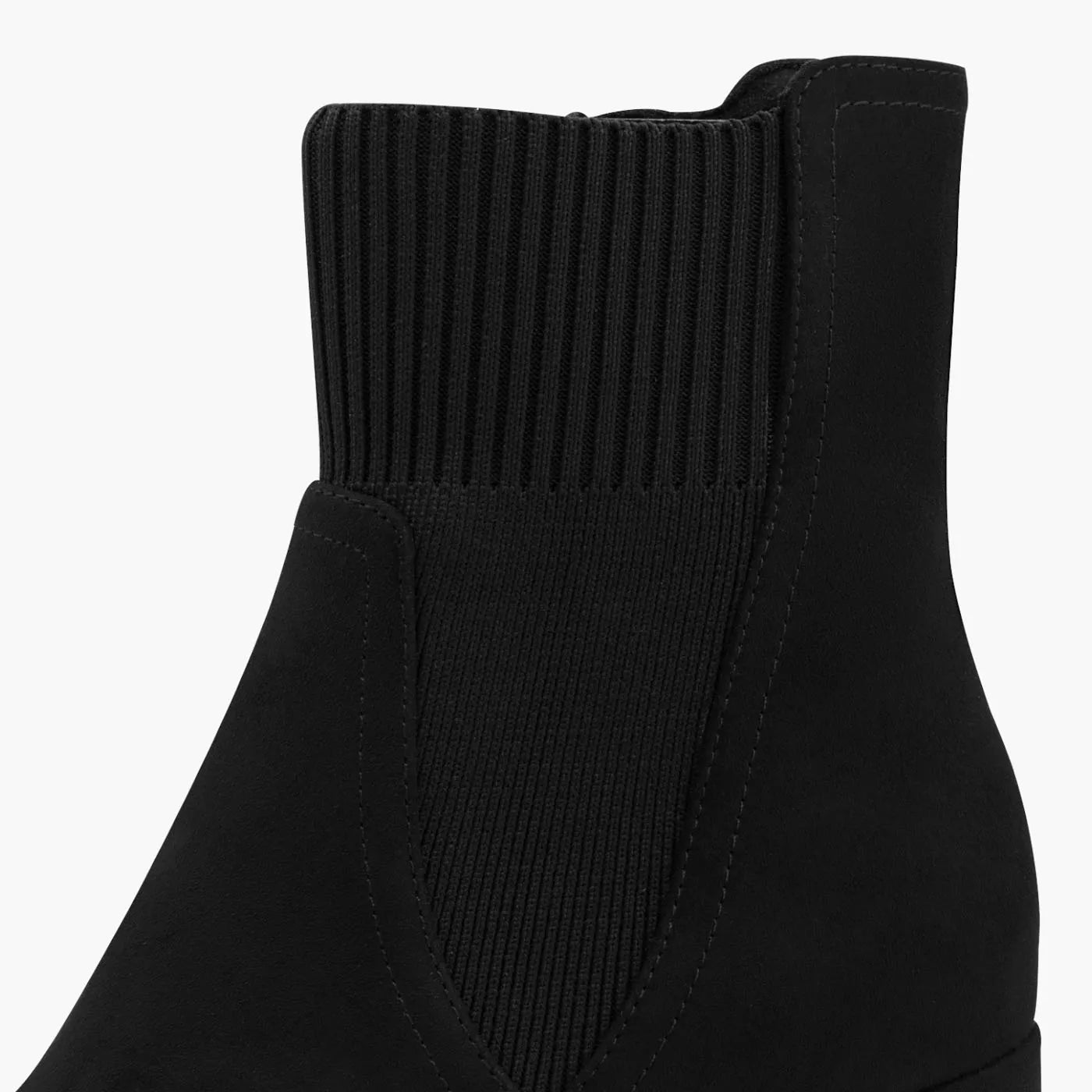 Marco Tozzi Black Ankle Boots with Stretch Rib and Zip - Leavys Shoes