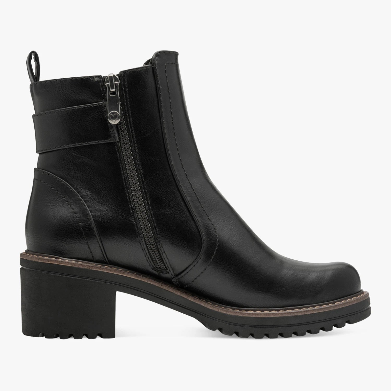 Marco Tozzi Black Buckle Block Heel Ankle Boots