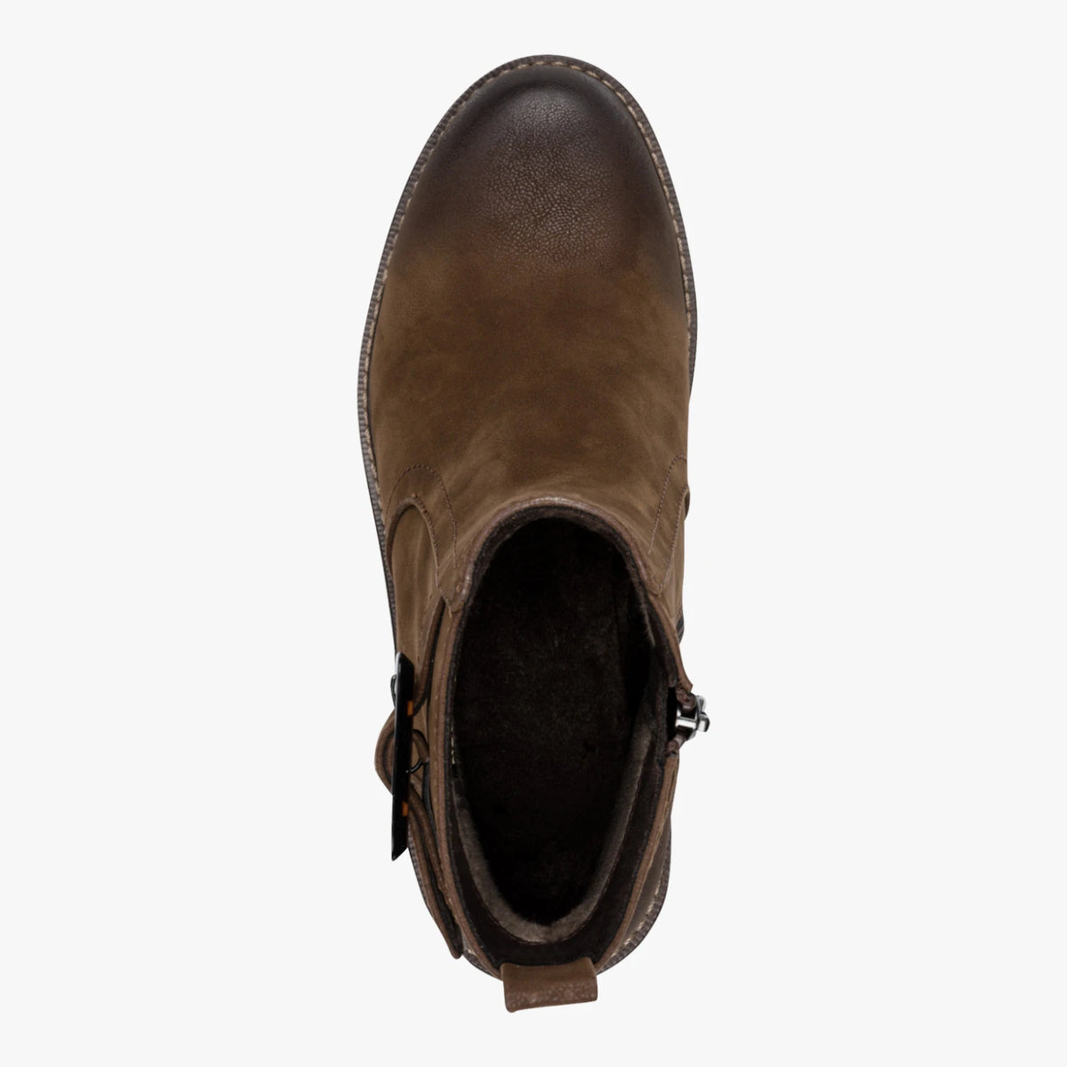 Marco Tozzi Coffee Brown Buckle Block Heel Ankle Boots