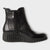 Marco Tozzi Black Ankle Boots with Wedge Sole and Elasticated Panel