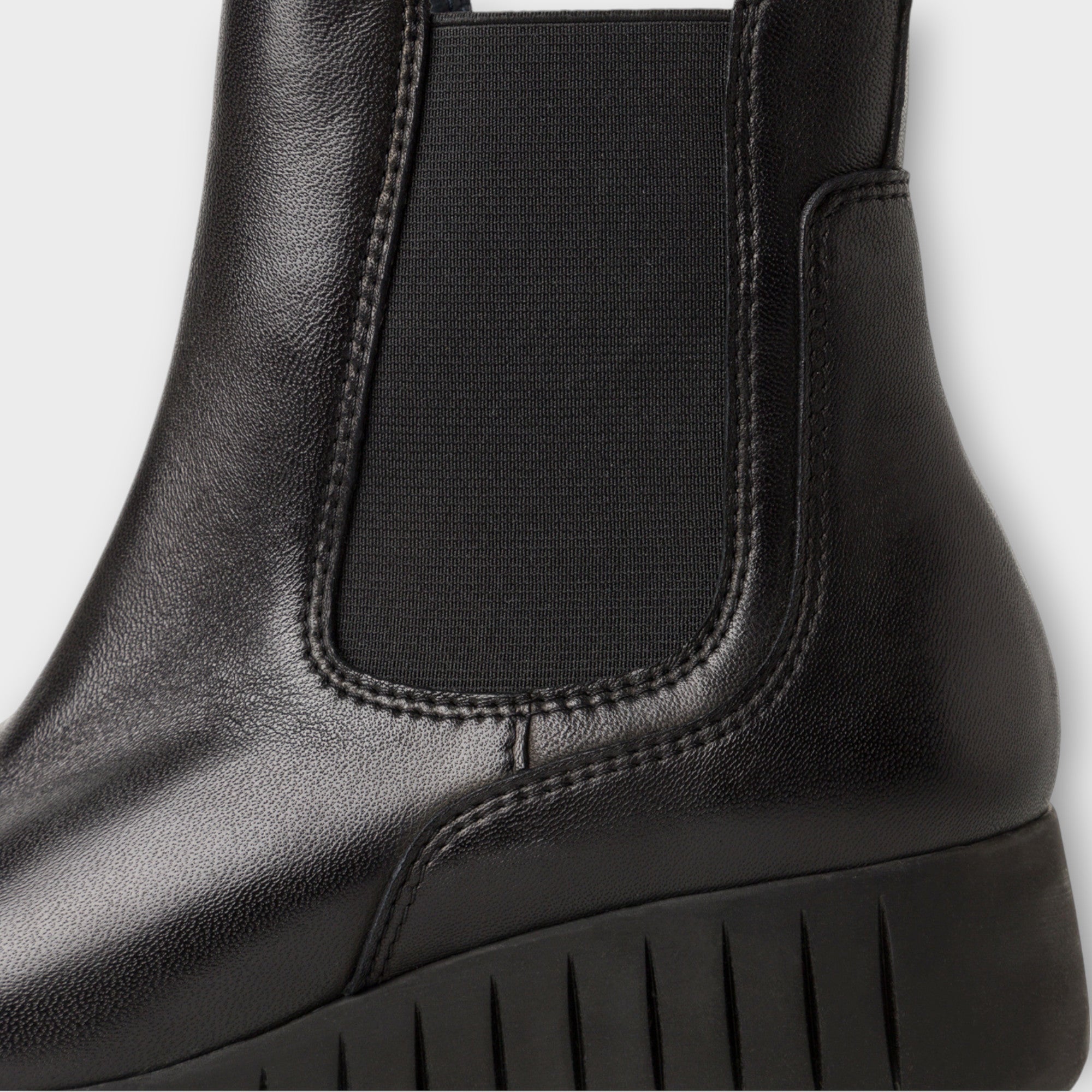 Marco Tozzi Black Ankle Boots with Wedge Sole and Elasticated Panel