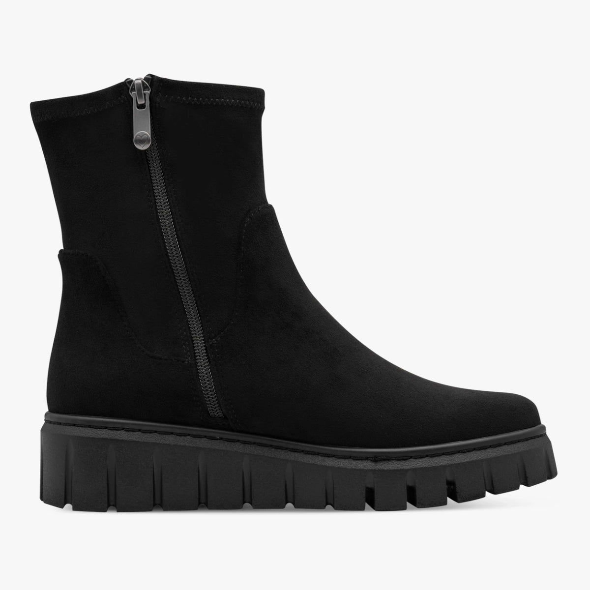Marco Tozzi Black Suede-Effect Chunky Ankle Boots