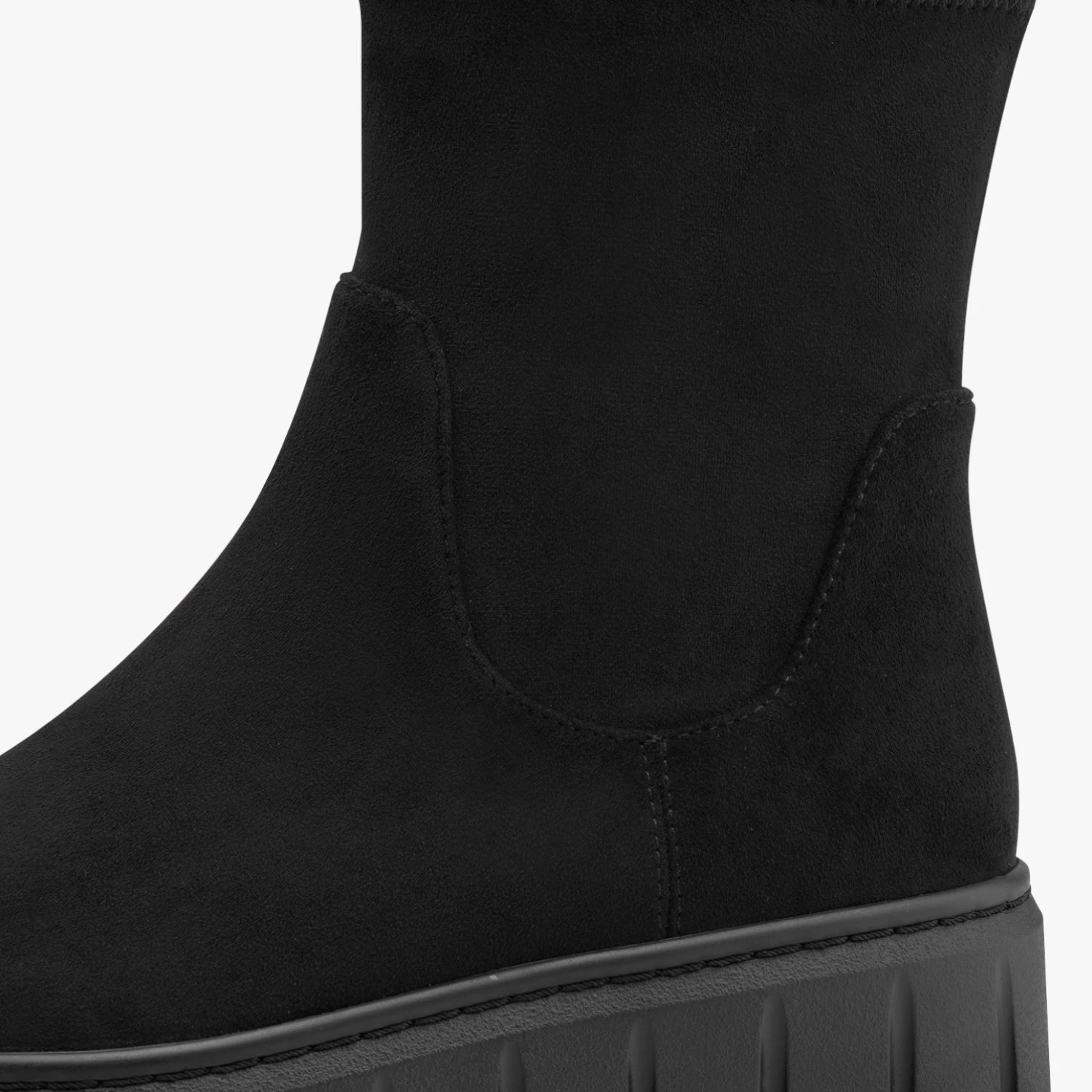 Marco Tozzi Black Suede-Effect Chunky Ankle Boots