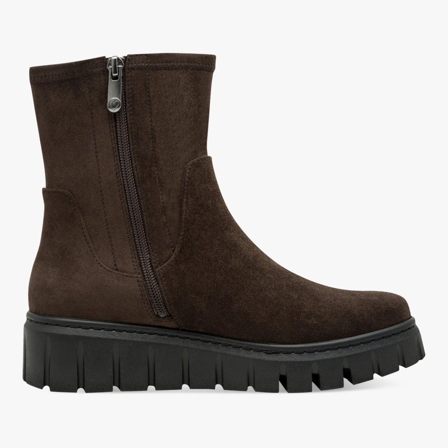 Marco Tozzi Chocolate Brown Suede-Effect Ankle Boots