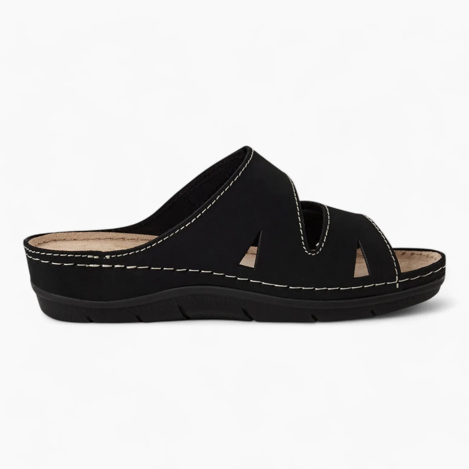 Marco Tozzi Black Mule Sandal – Adjustable & Comfortable - Leavys Shoes