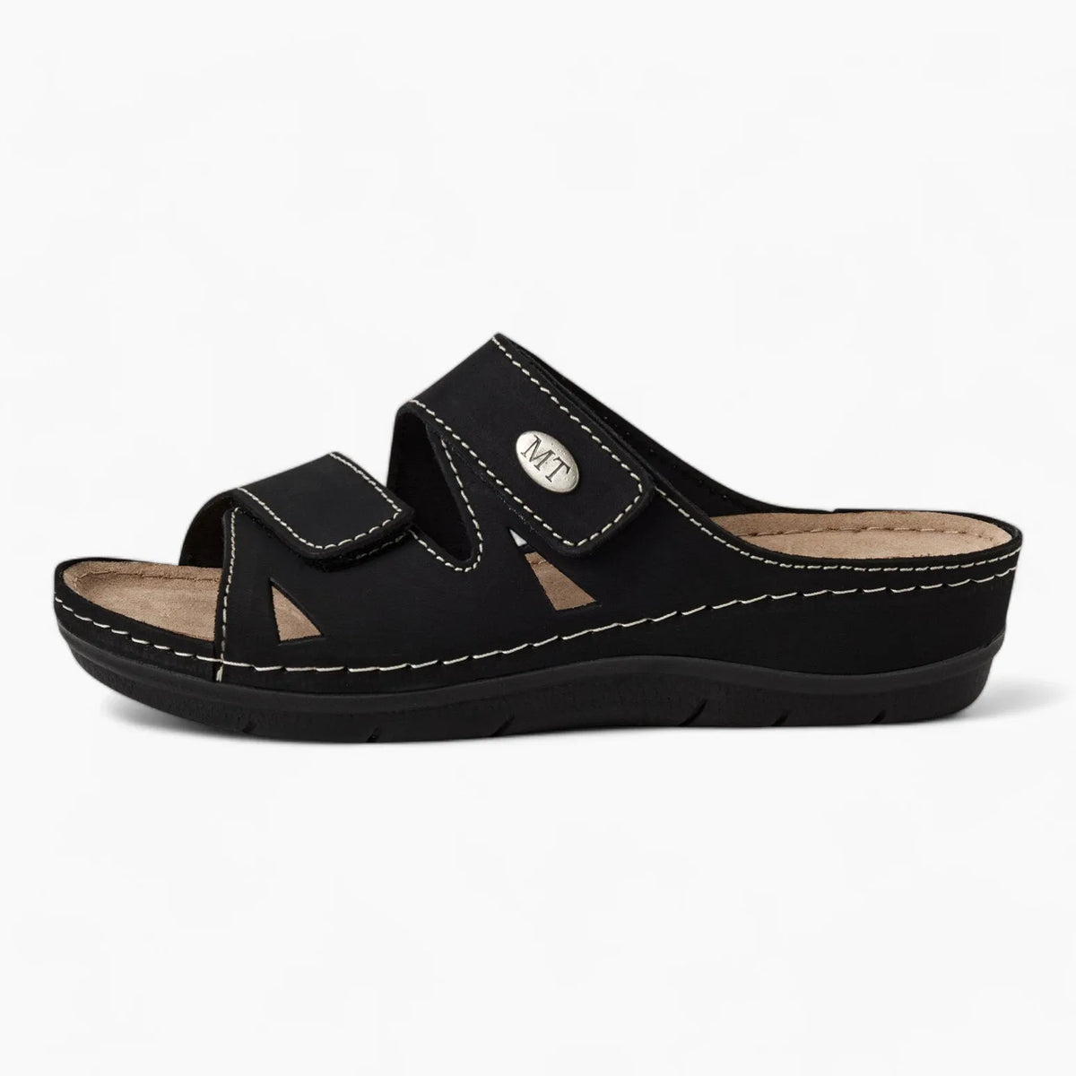 Marco Tozzi Black Mule Sandal – Adjustable &amp; Comfortable - Leavys Shoes