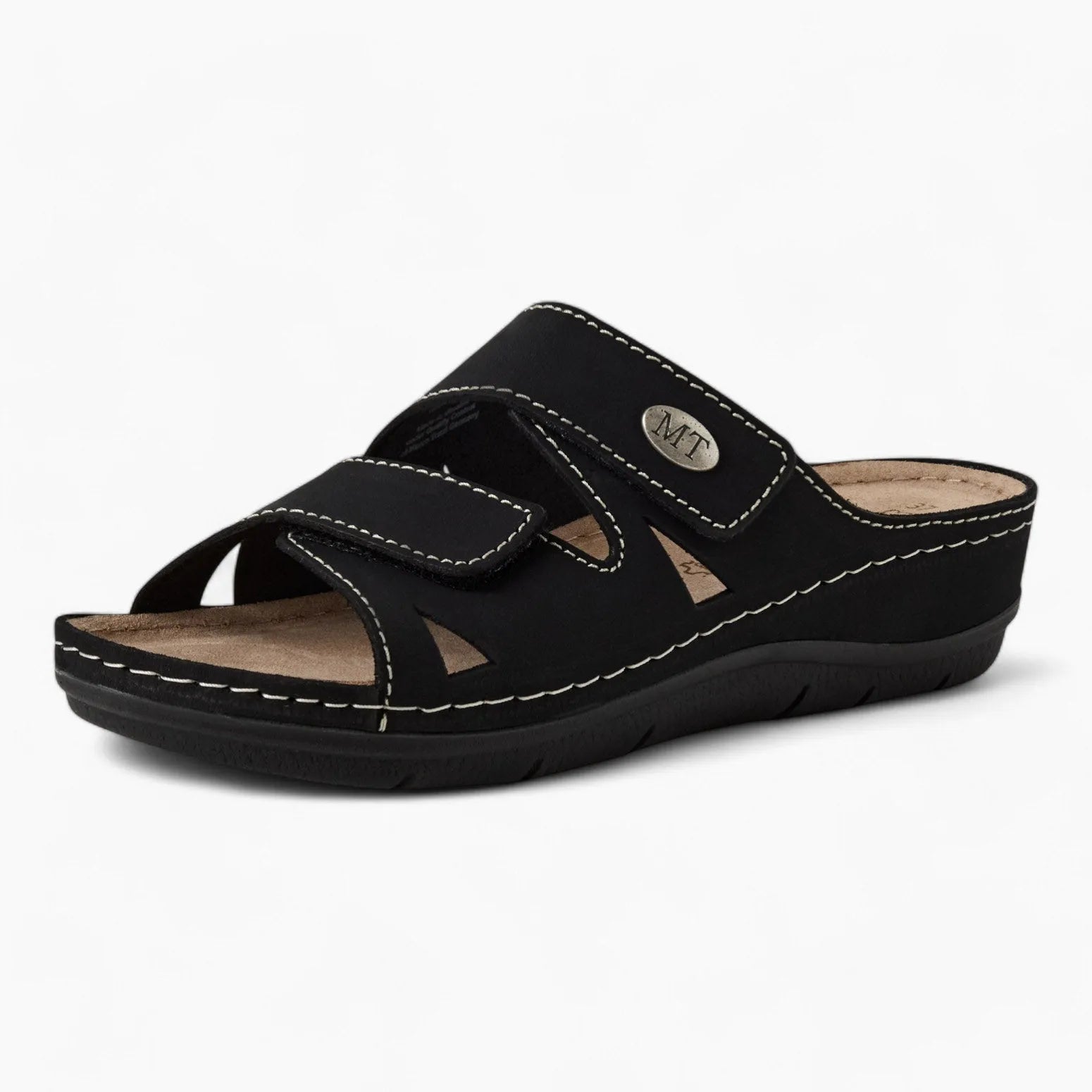 Marco Tozzi Black Mule Sandal – Adjustable & Comfortable - Leavys Shoes