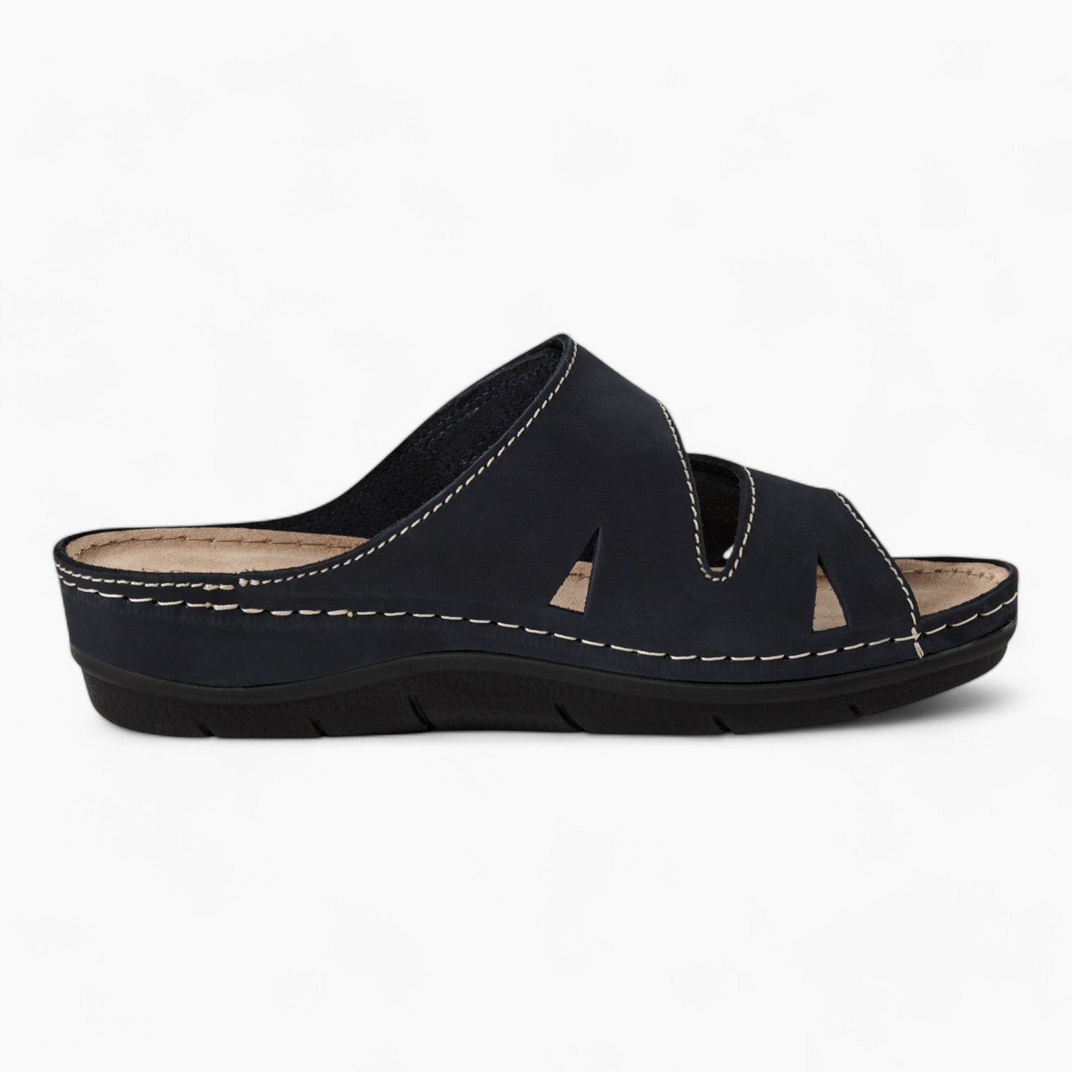 Marco Tozzi Navy Suede Mule Sandal – Adjustable & Comfortable