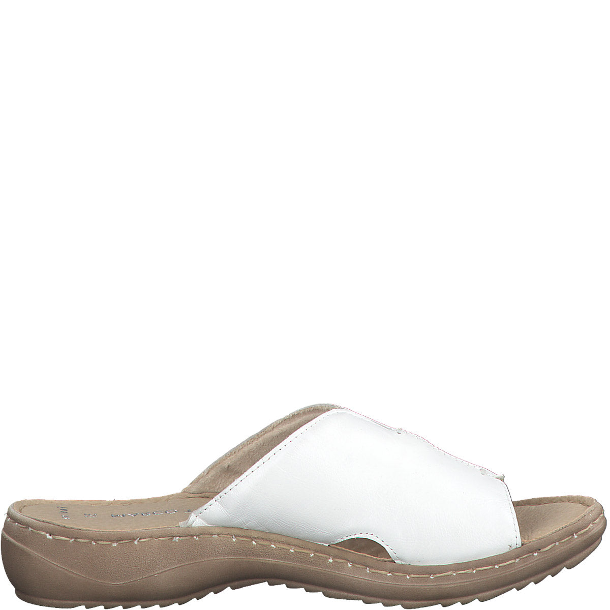 Marco Tozzi Sleek White Leather Sandal with Elasticated Slip-On Design