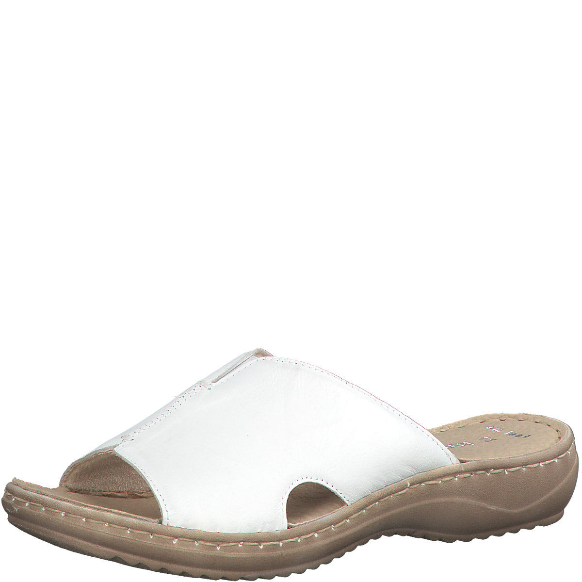Marco Tozzi Sleek White Leather Sandal with Elasticated Slip-On Design
