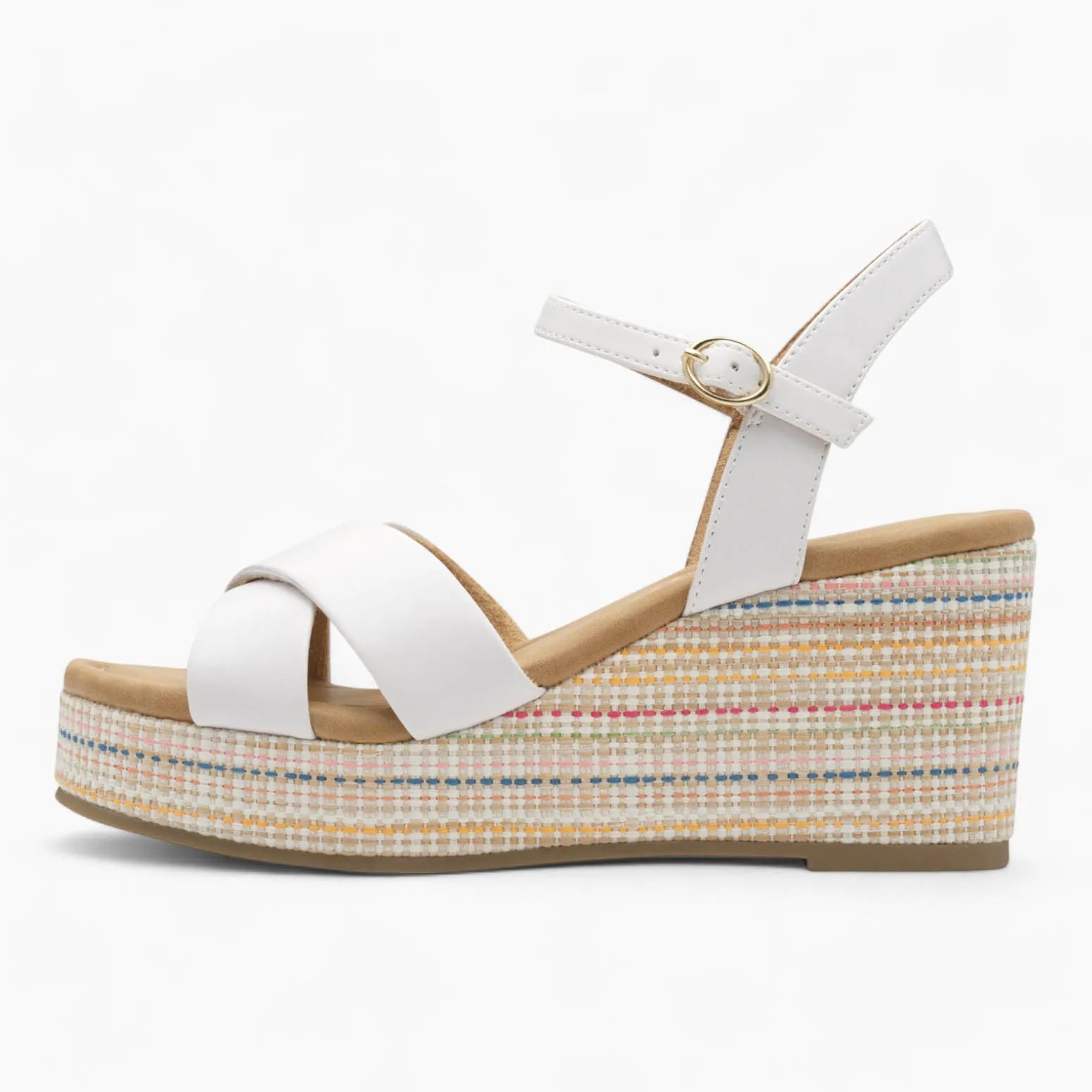 Marco Tozzi White Summer Wedge Sandal – Colourful & Comfortable - Leavys Shoes