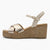 Marco Tozzi Platinum Wedge Sandal – Reflective Gold & Beige Straps - Leavys Shoes