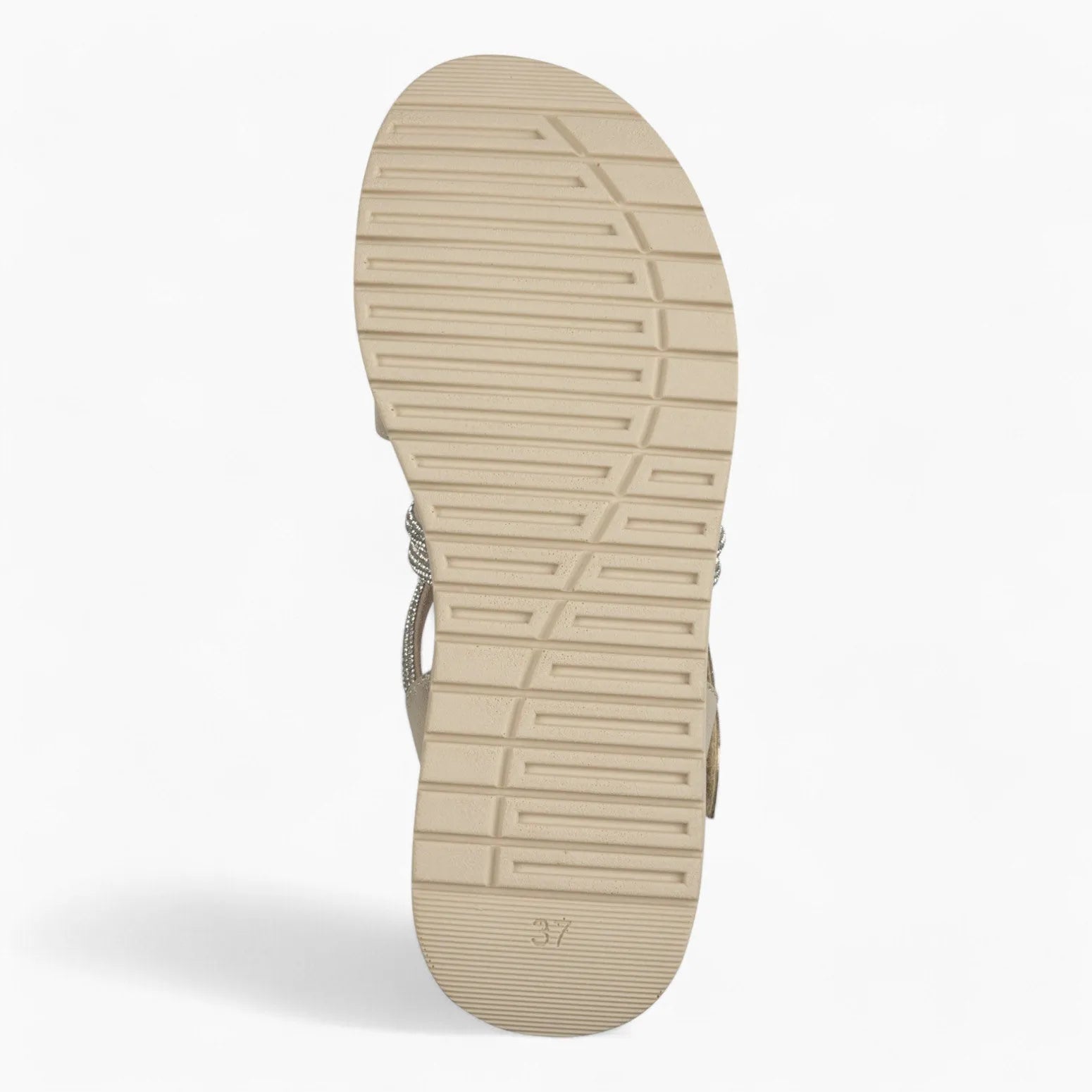 Marco Tozzi Gold Summer Sandal – Reflective Gold with Diamanté Details - Leavys Shoes