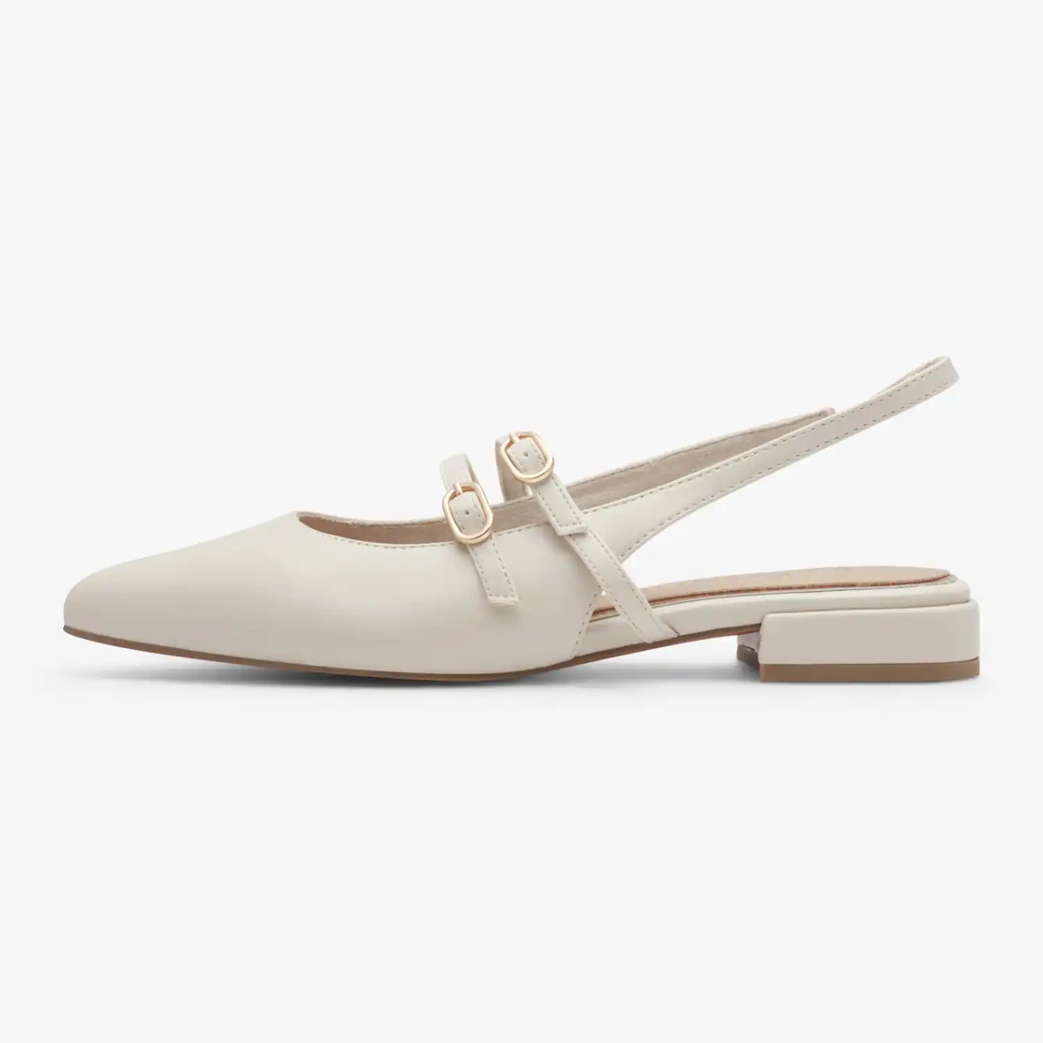 Marco Tozzi Cream Court Shoe (Block Heel) - 2-29409-44-403