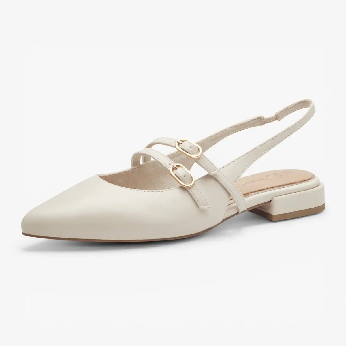 Marco Tozzi Cream Court Shoe (Block Heel) - 2-29409-44-403