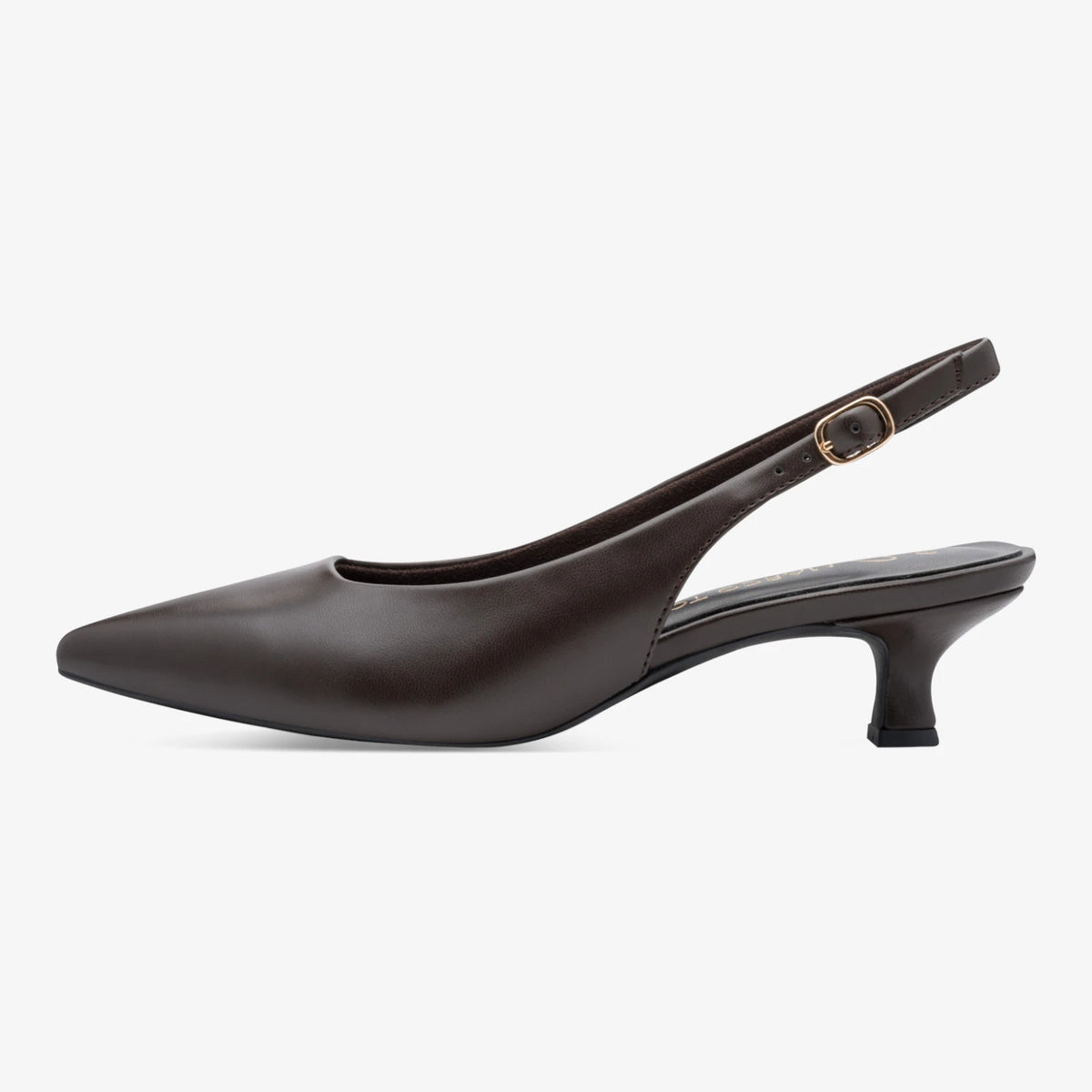 Marco Tozzi Dark Brown Kitten Heel Slingback Shoes