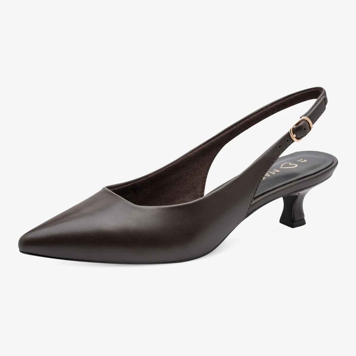 Marco Tozzi Dark Brown Kitten Heel Slingback Shoes