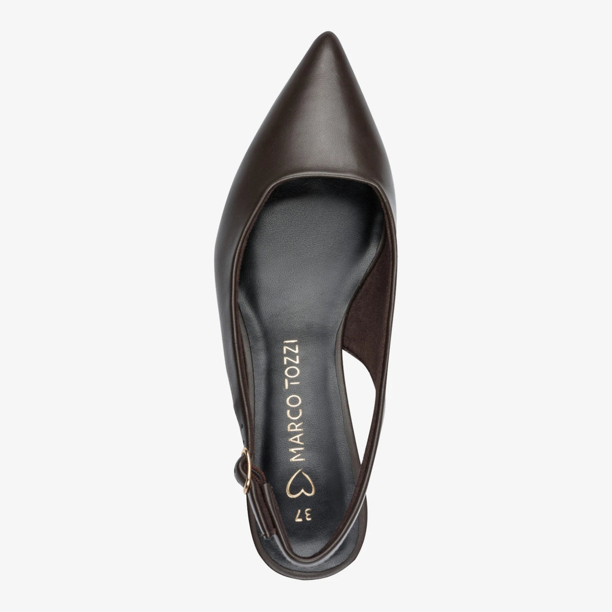 Marco Tozzi Dark Brown Kitten Heel Slingback Shoes