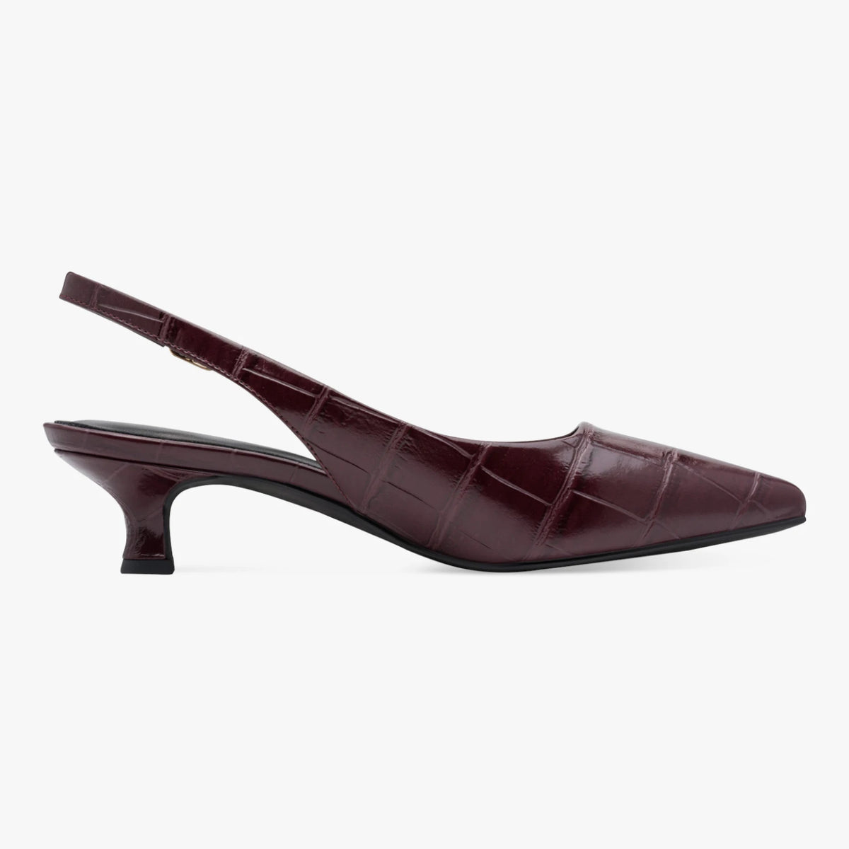 Marco Tozzi Bordeaux Croc-Effect Kitten Heel Slingbacks