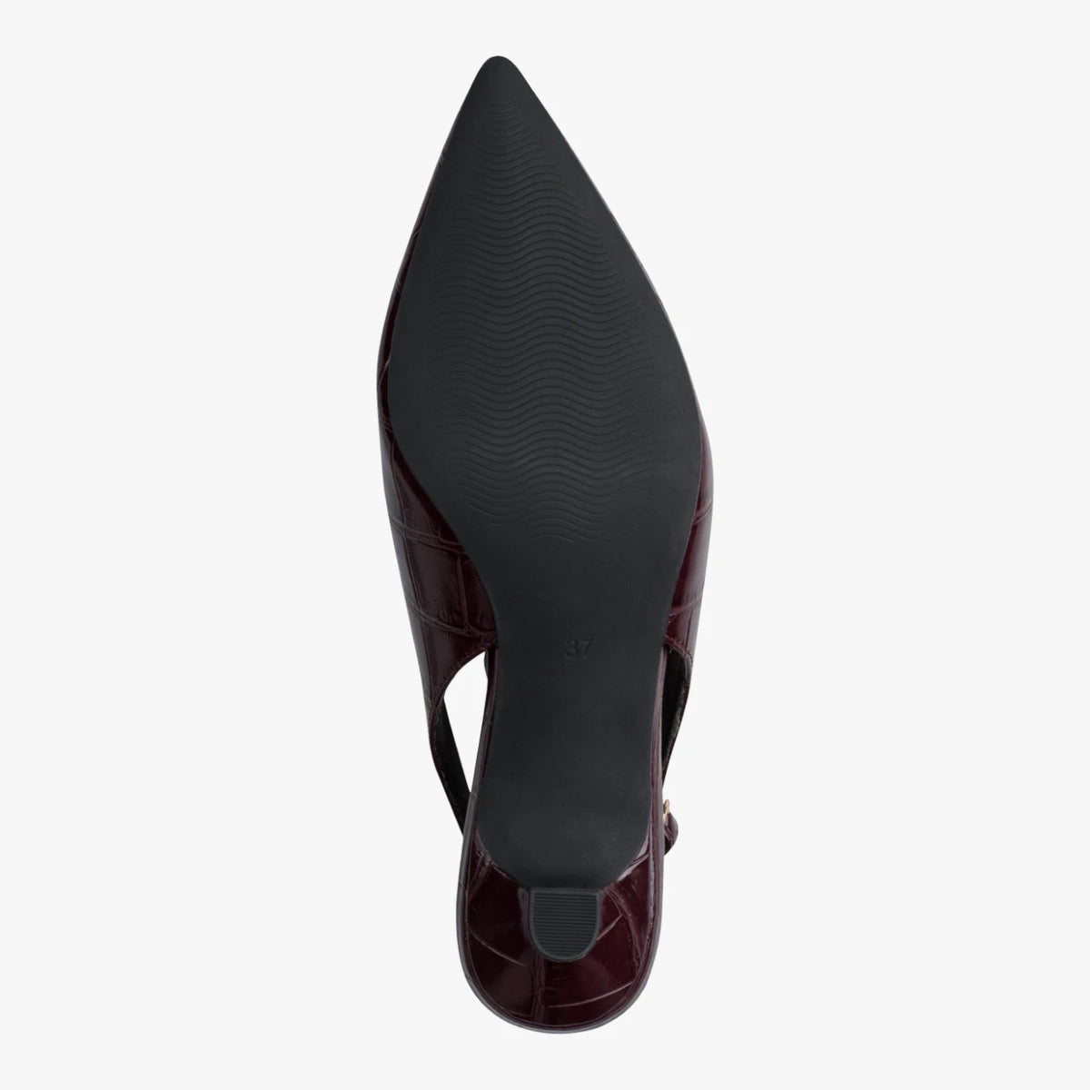 Marco Tozzi Bordeaux Croc-Effect Kitten Heel Slingbacks