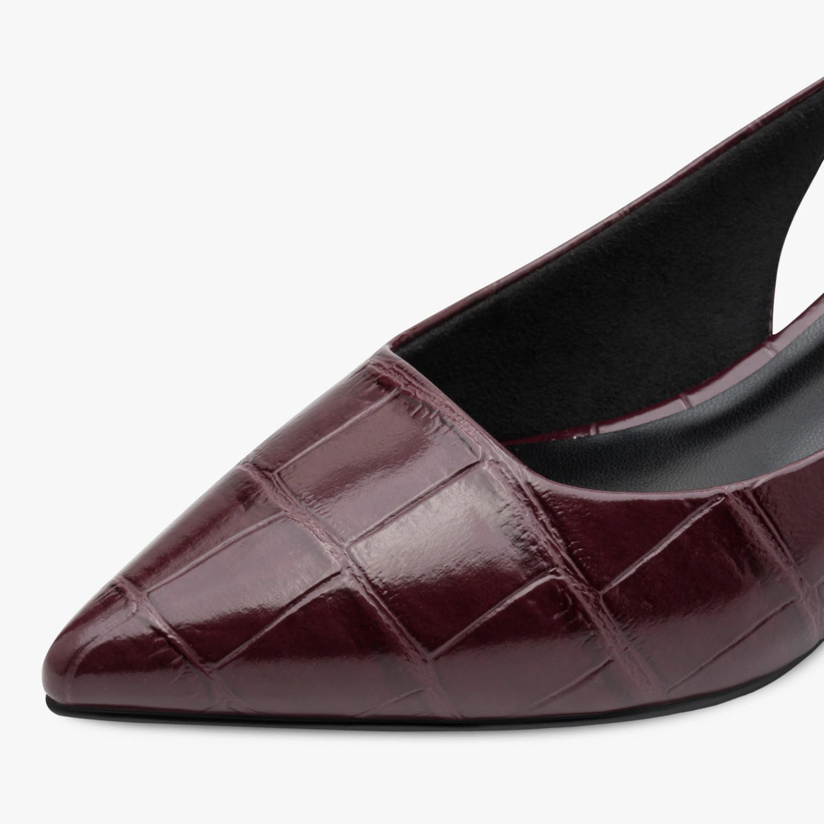 Marco Tozzi Bordeaux Croc-Effect Kitten Heel Slingbacks