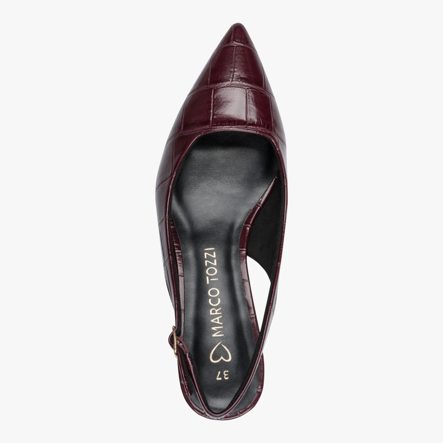 Marco Tozzi Bordeaux Croc-Effect Kitten Heel Slingbacks