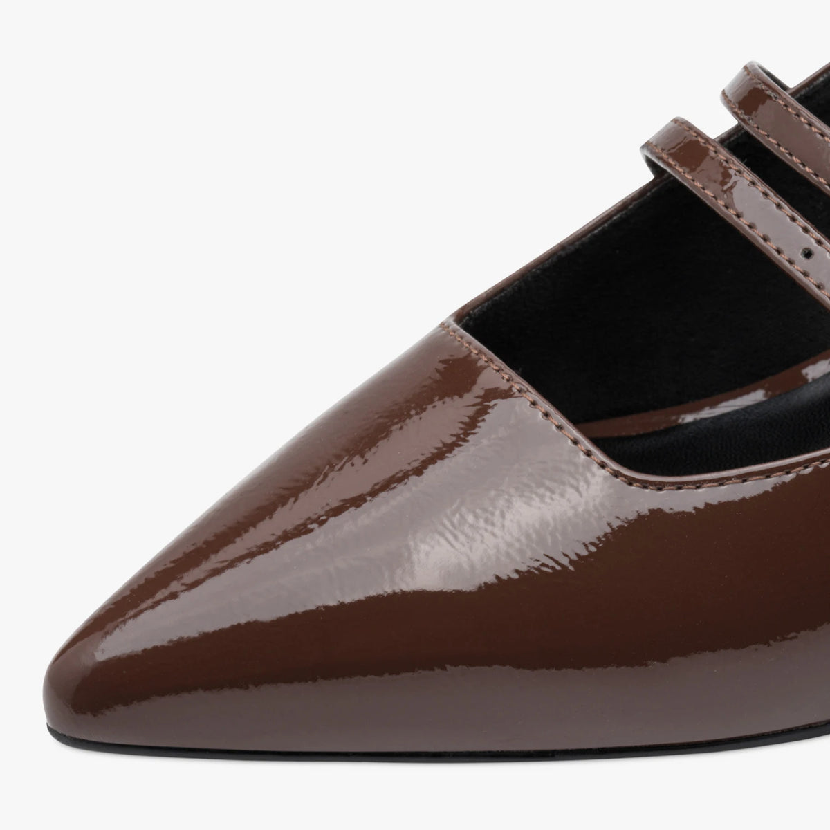 Marco Tozzi Brown Patent Kitten Heel Slingbacks