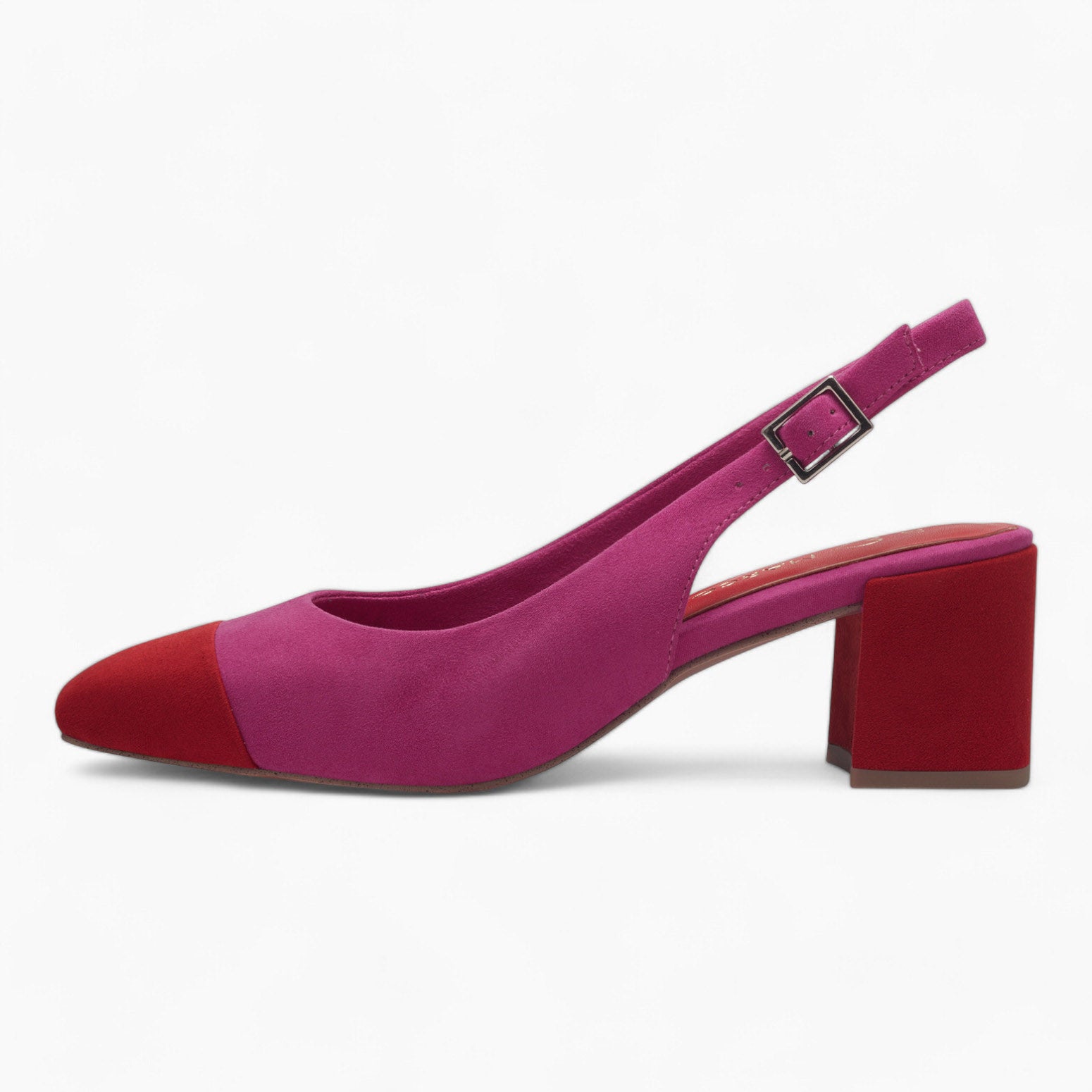 Marco Tozzi Pink & Red Slingback Heel – Colour Block Design - Leavys Shoes