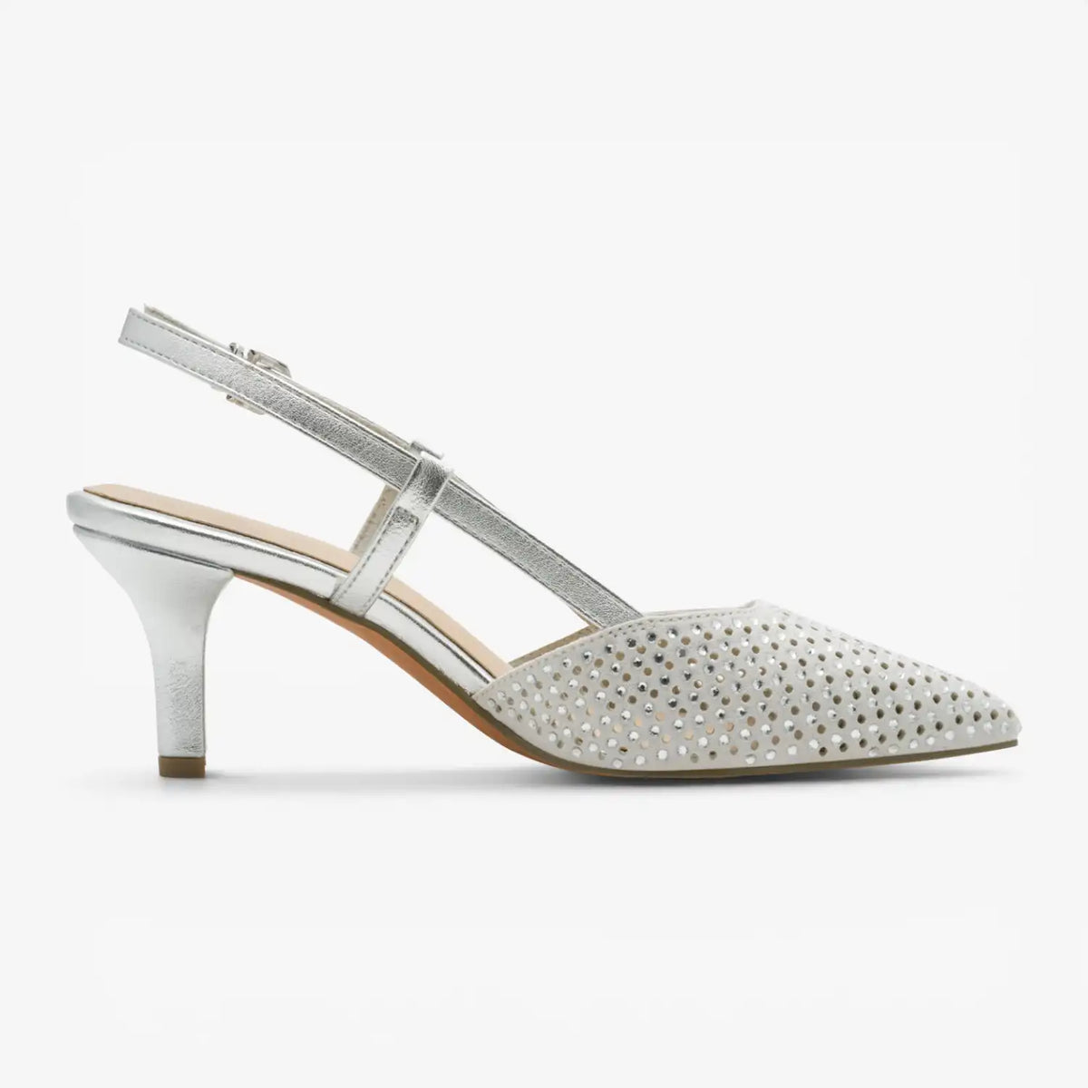 Marco Tozzi Silver Court Shoe (Buckle Fastening) - 2-29667-46-941