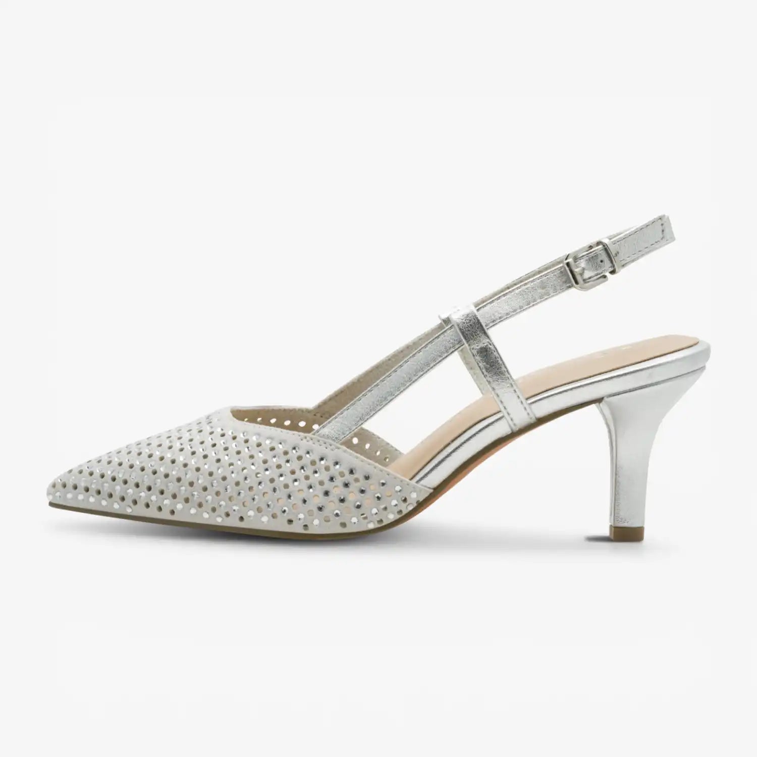 Marco Tozzi Silver Court Shoe (Buckle Fastening) - 2-29667-46-941