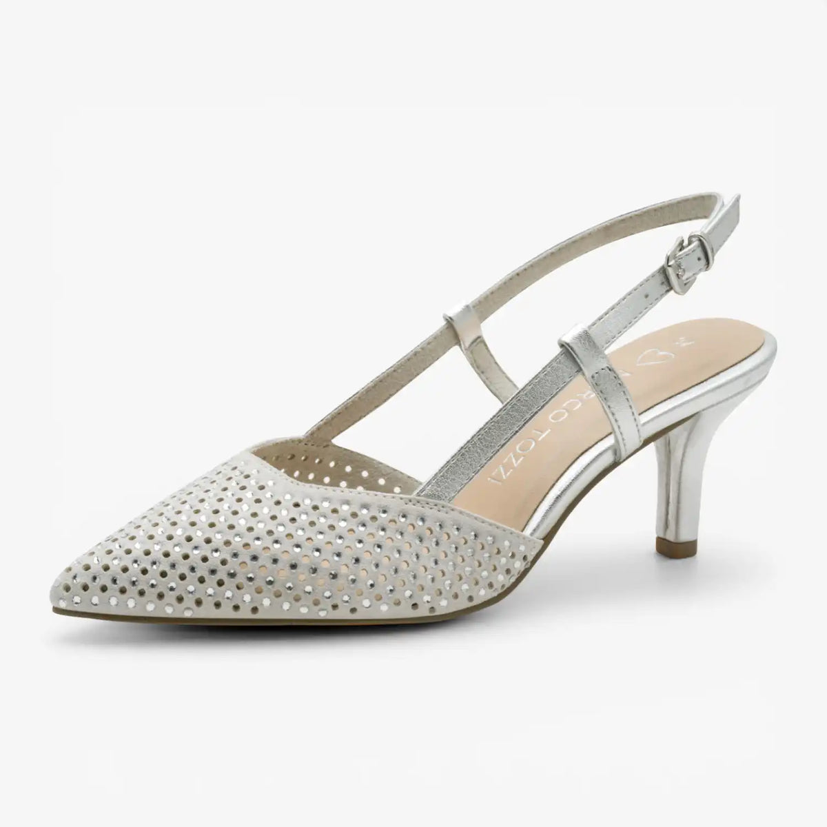 Marco Tozzi Silver Court Shoe (Buckle Fastening) - 2-29667-46-941