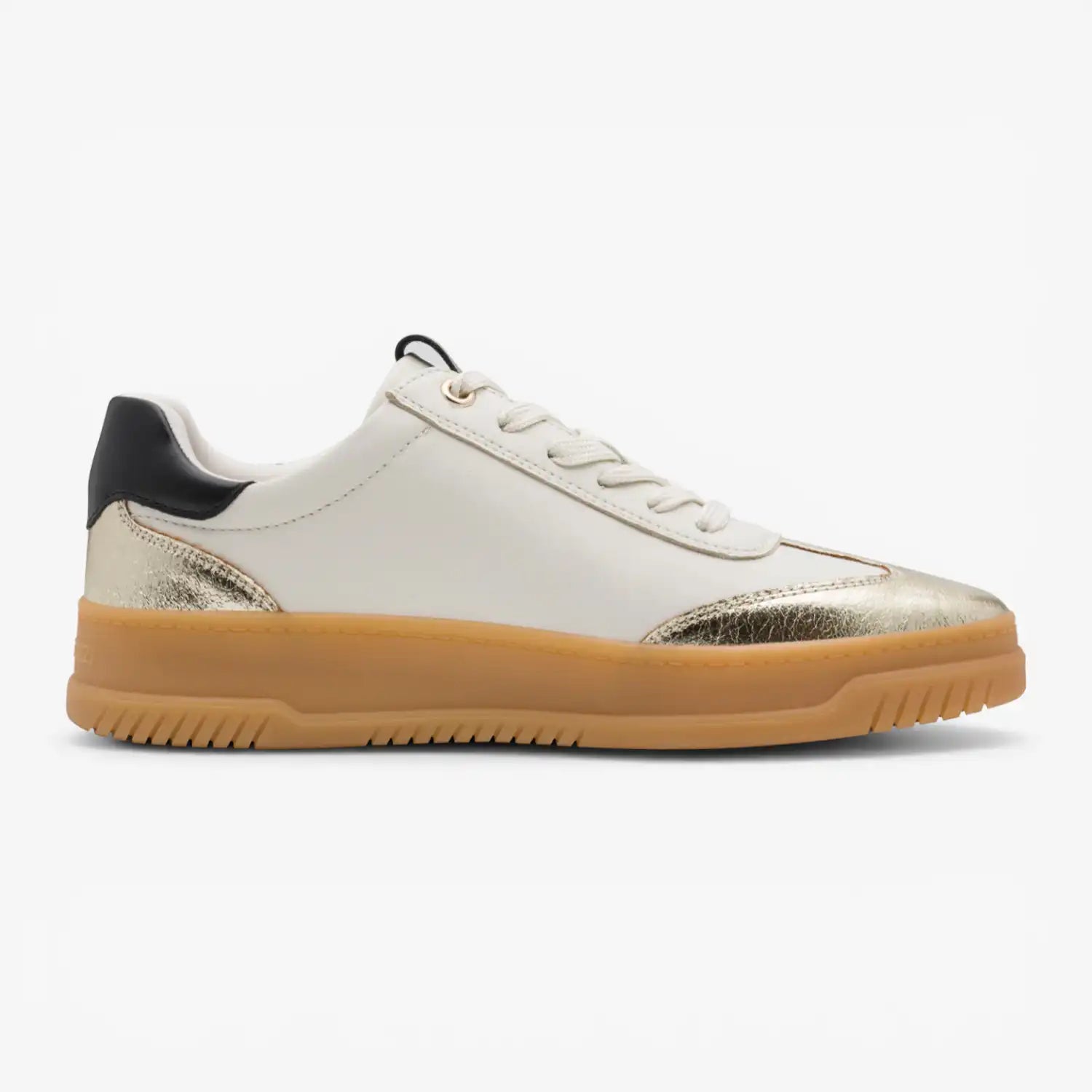 Marco Tozzi White and Gold Trainer (Platform Sole) - 2-83706-46-402