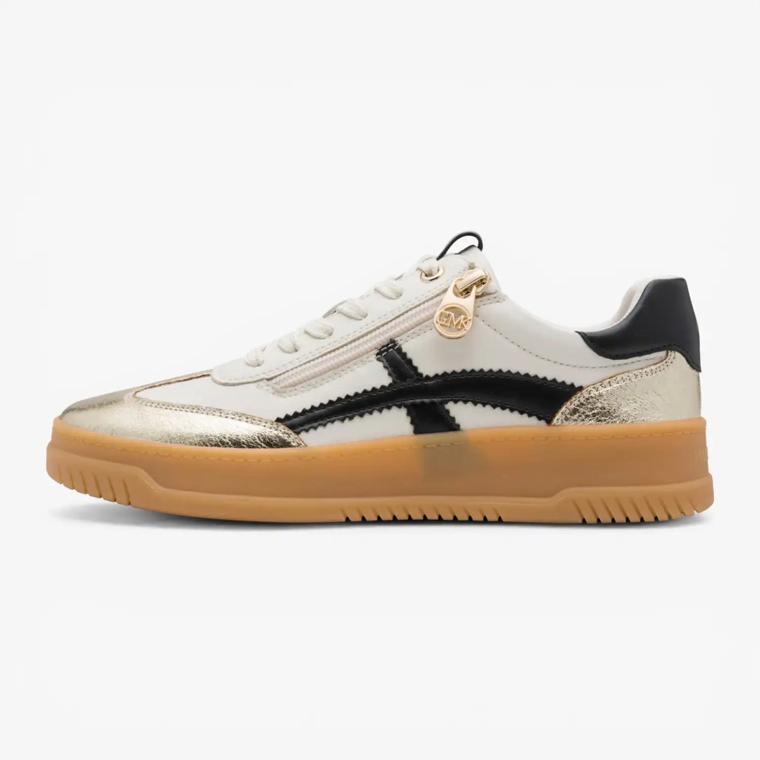 Marco Tozzi White and Gold Trainer (Platform Sole) - 2-83706-46-402