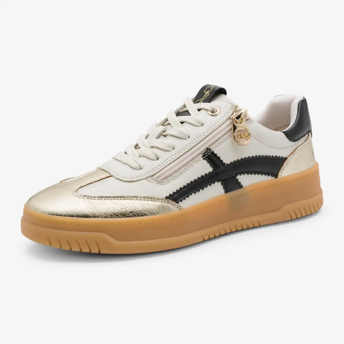 Marco Tozzi White and Gold Trainer (Platform Sole) - 2-83706-46-402