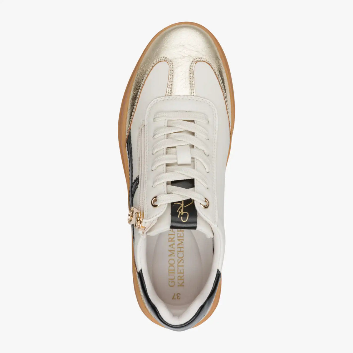 Marco Tozzi White and Gold Trainer (Platform Sole) - 2-83706-46-402