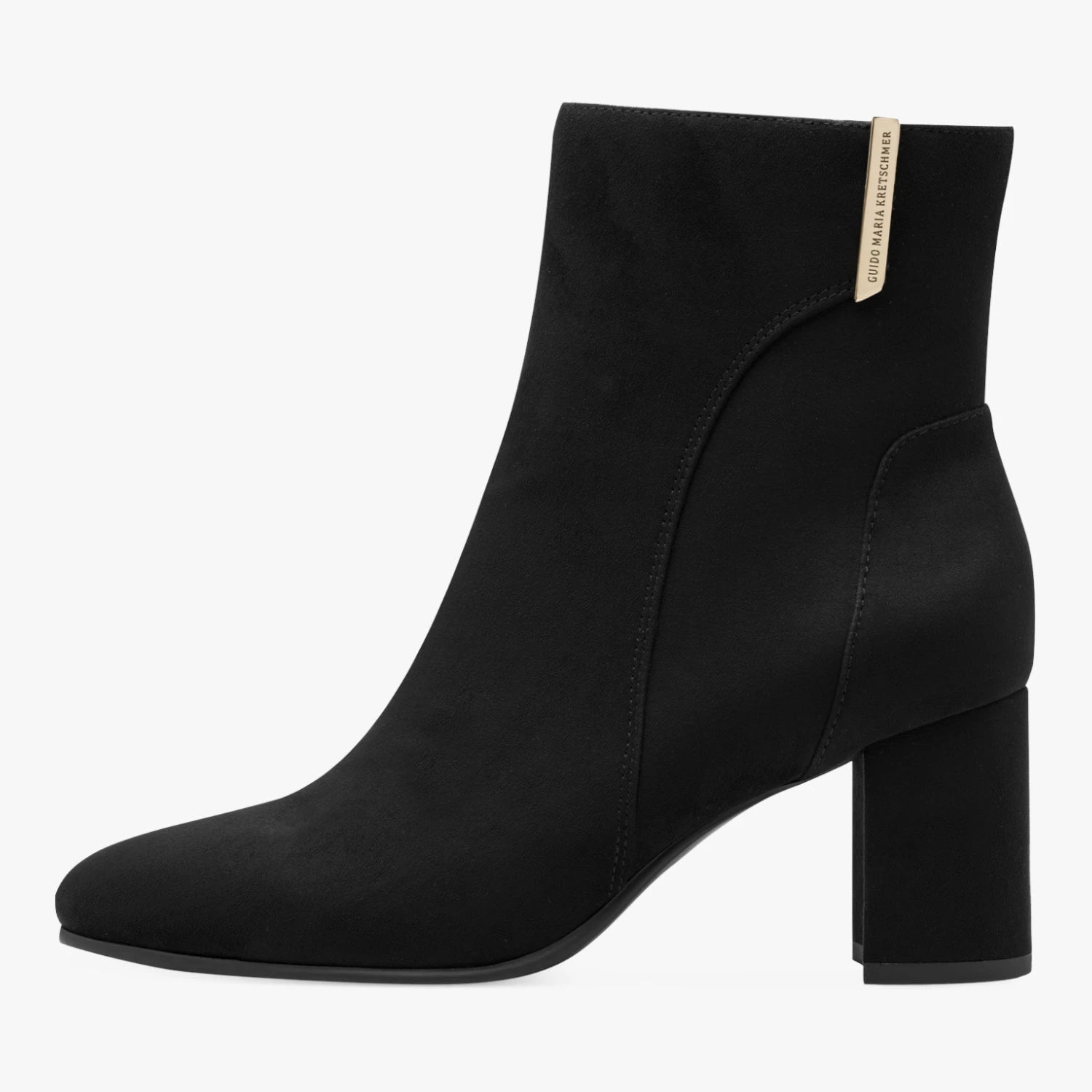 Marco Tozzi GMK Black Suede-Effect Block Heel Ankle Boots