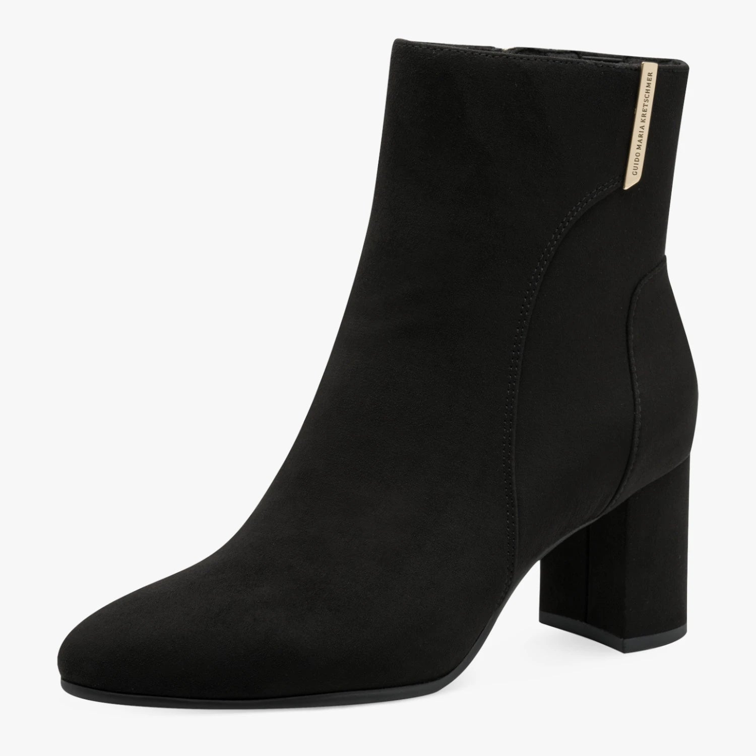 Marco Tozzi GMK Black Suede-Effect Block Heel Ankle Boots