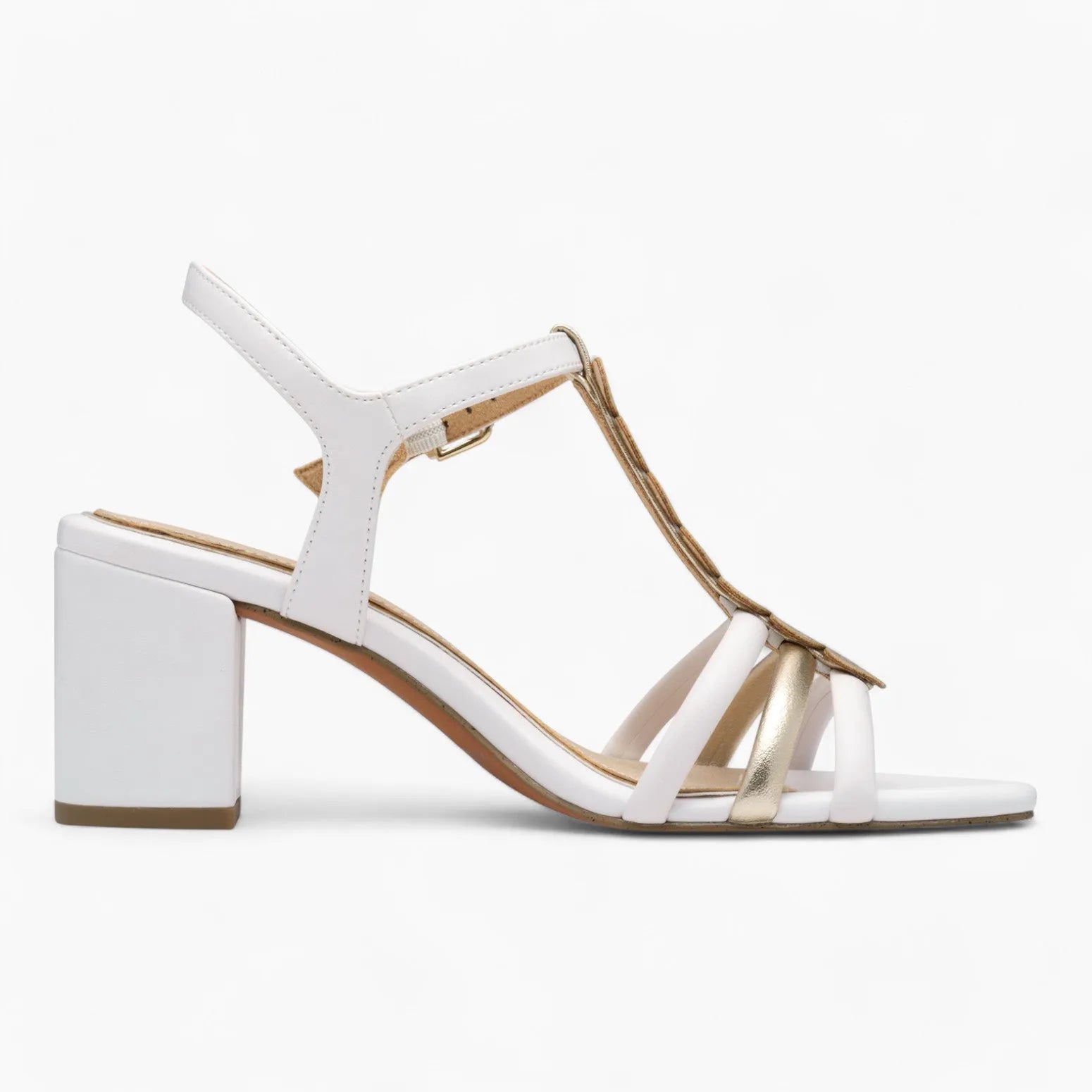 Marco Tozzi White & Gold Sandal – Wedding-Ready Elegance - Leavys Shoes