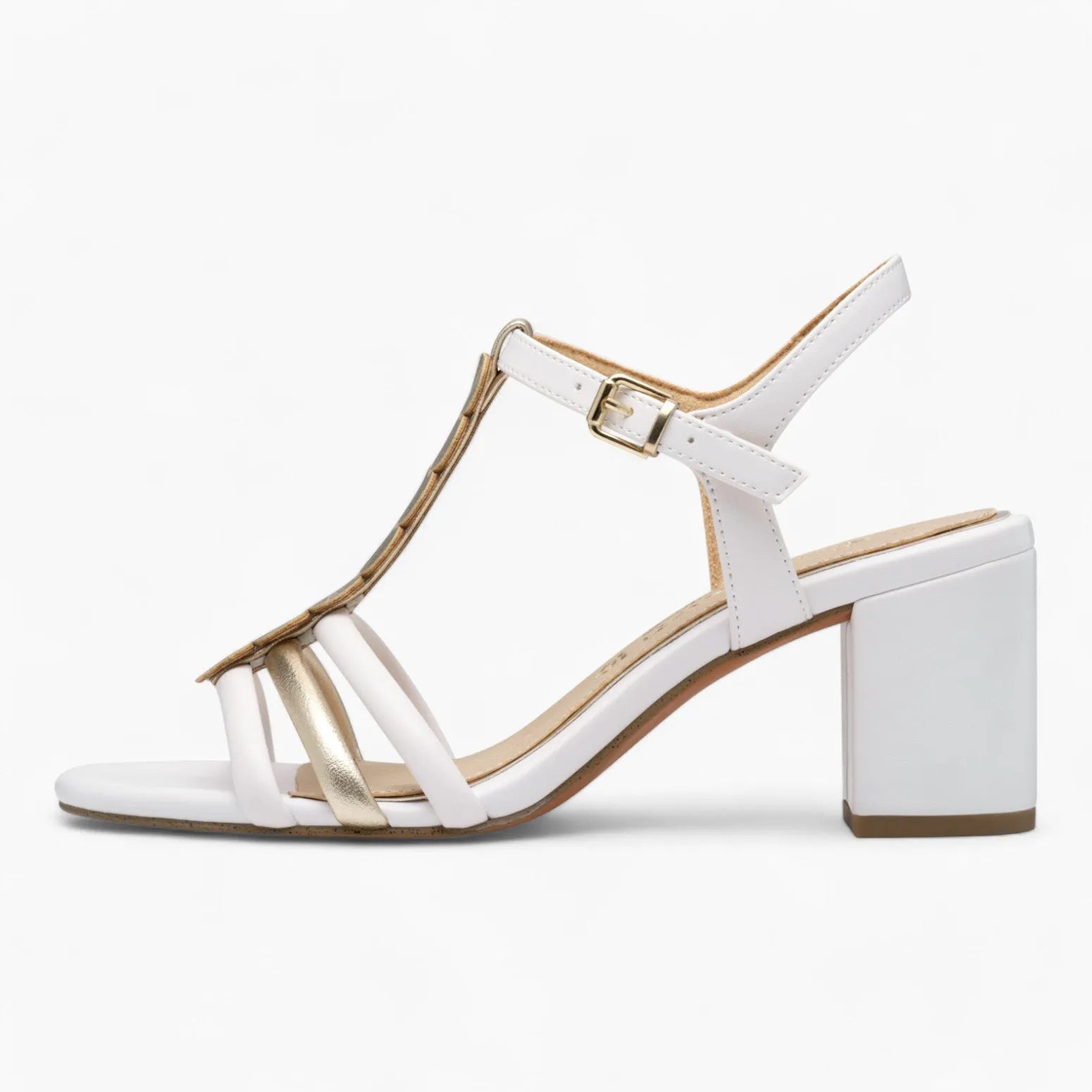 Marco Tozzi White & Gold Sandal – Wedding-Ready Elegance - Leavys Shoes