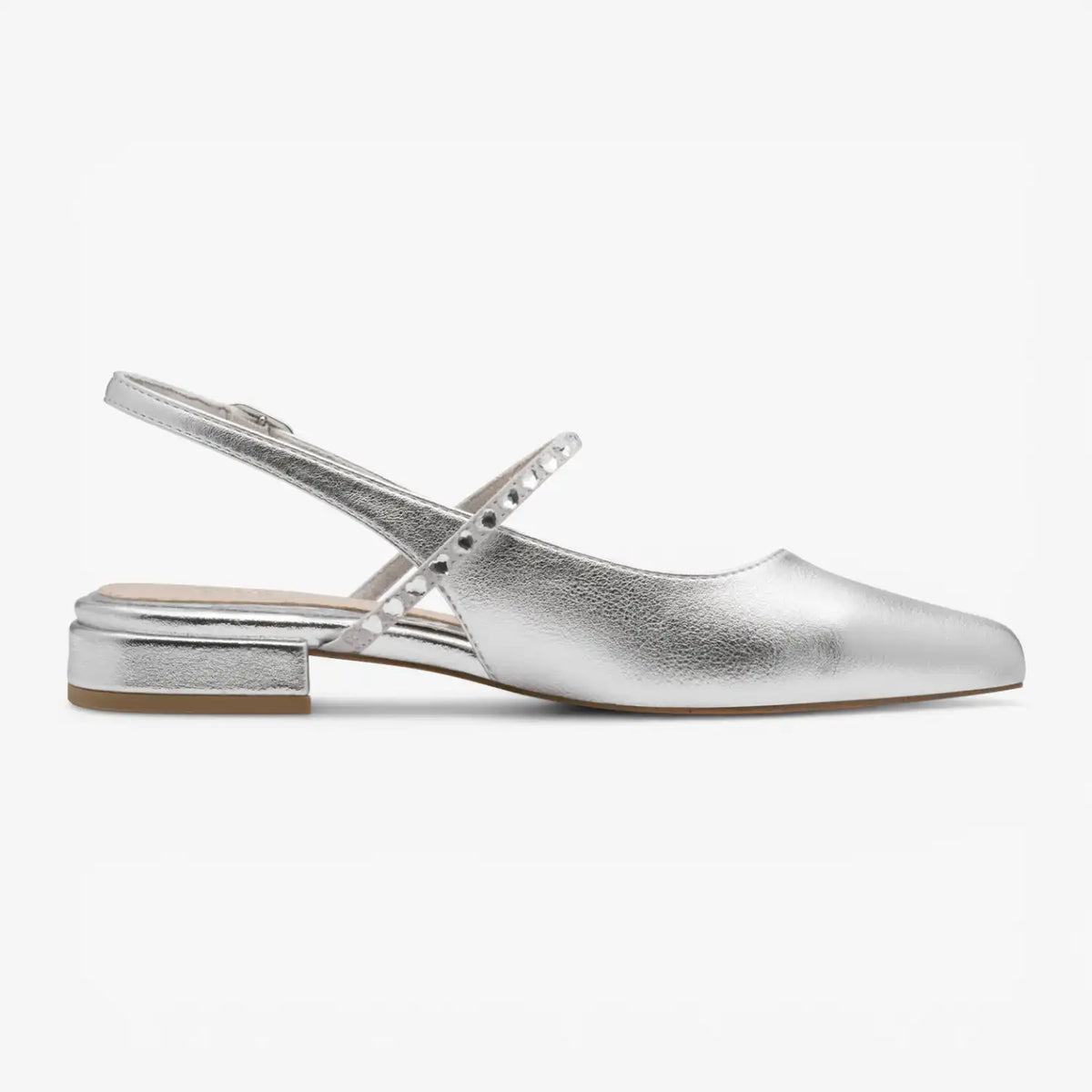 Marco Tozzi Silver Court Shoe (Block Heel) - 2-89400-46-941