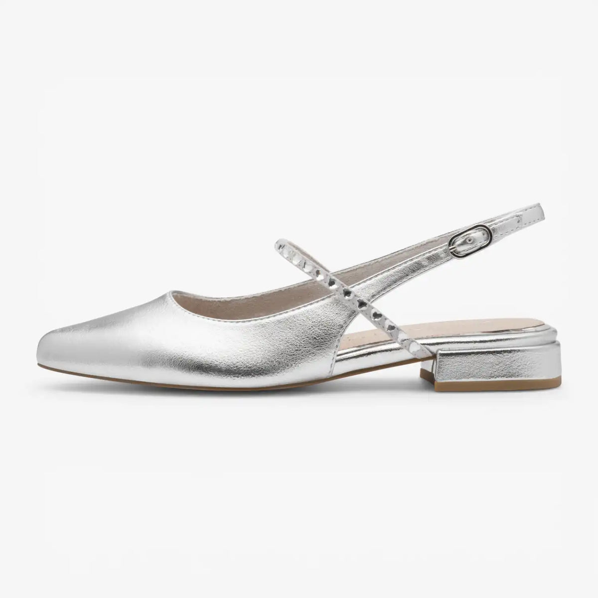 Marco Tozzi Silver Court Shoe (Block Heel) - 2-89400-46-941