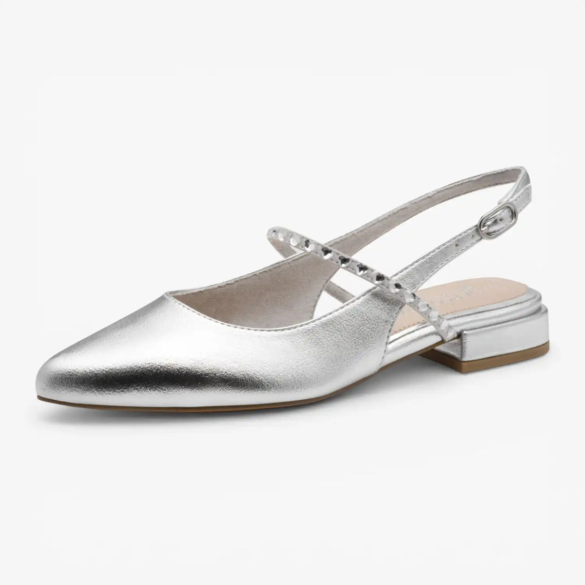 Marco Tozzi Silver Court Shoe (Block Heel) - 2-89400-46-941